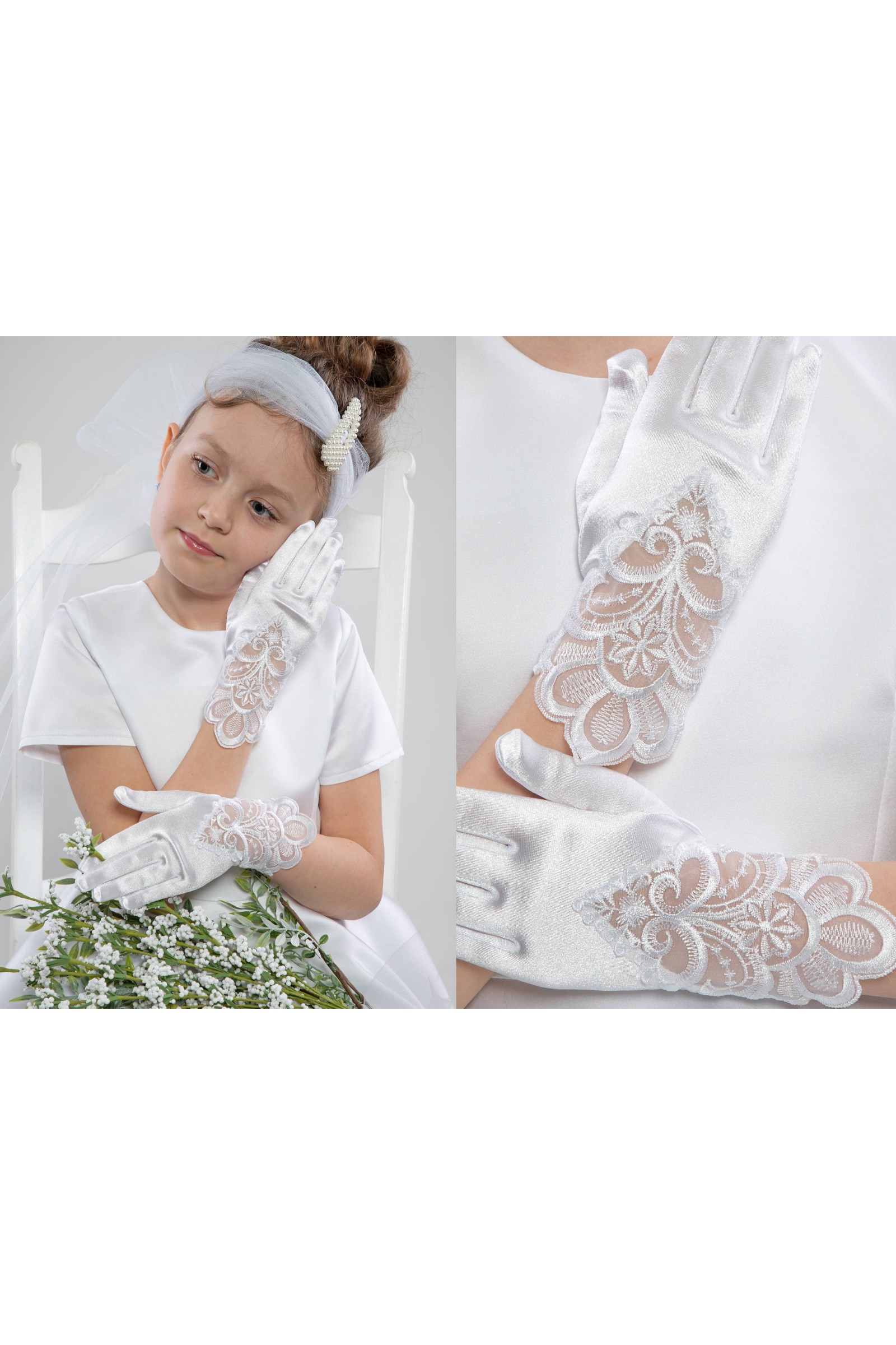 Klassische Kommunionshandschuhe UK-Nr6a - obraz 1