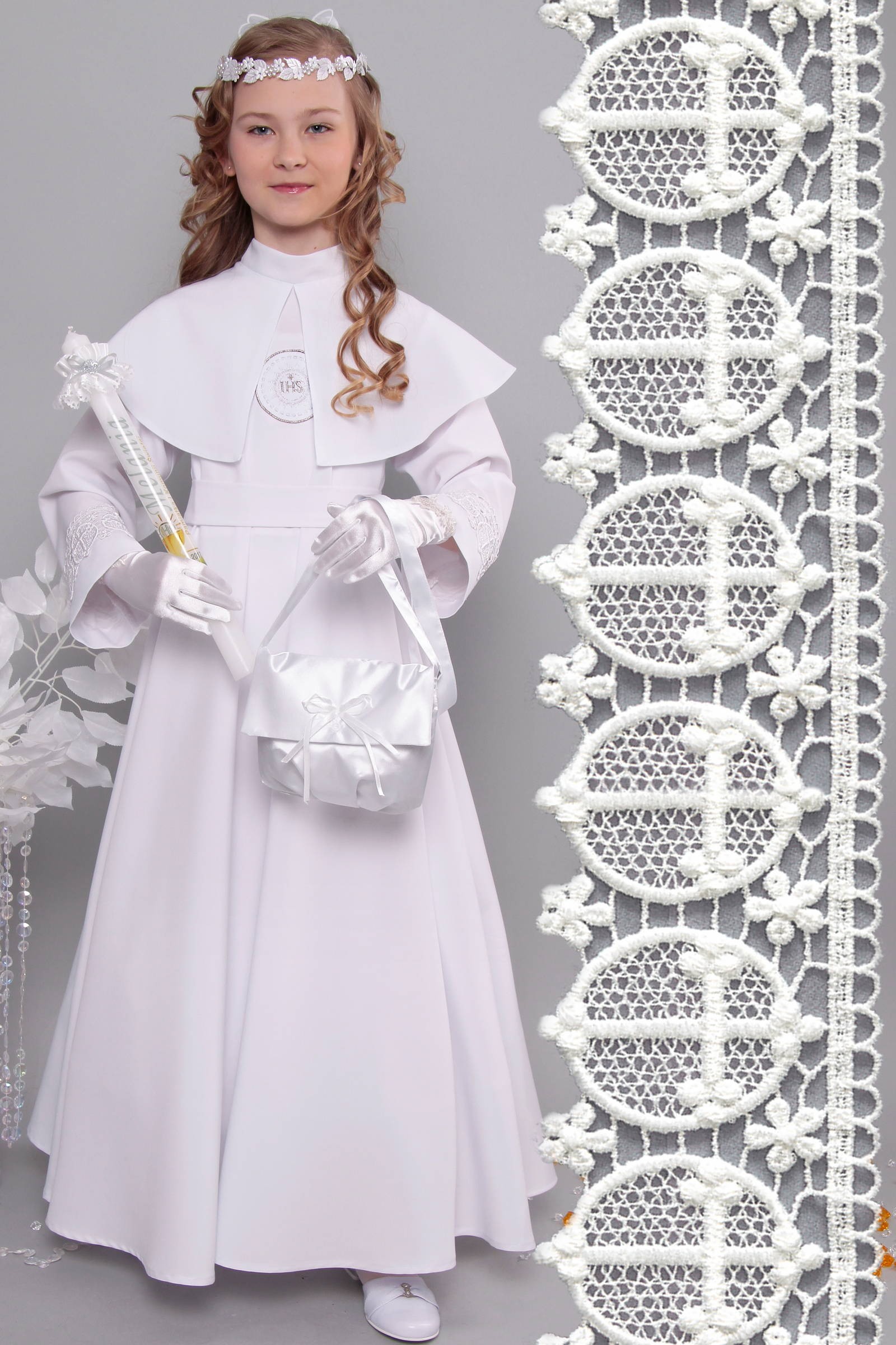 Kommunion albe mit guipure 14/UK-RS - obraz 1