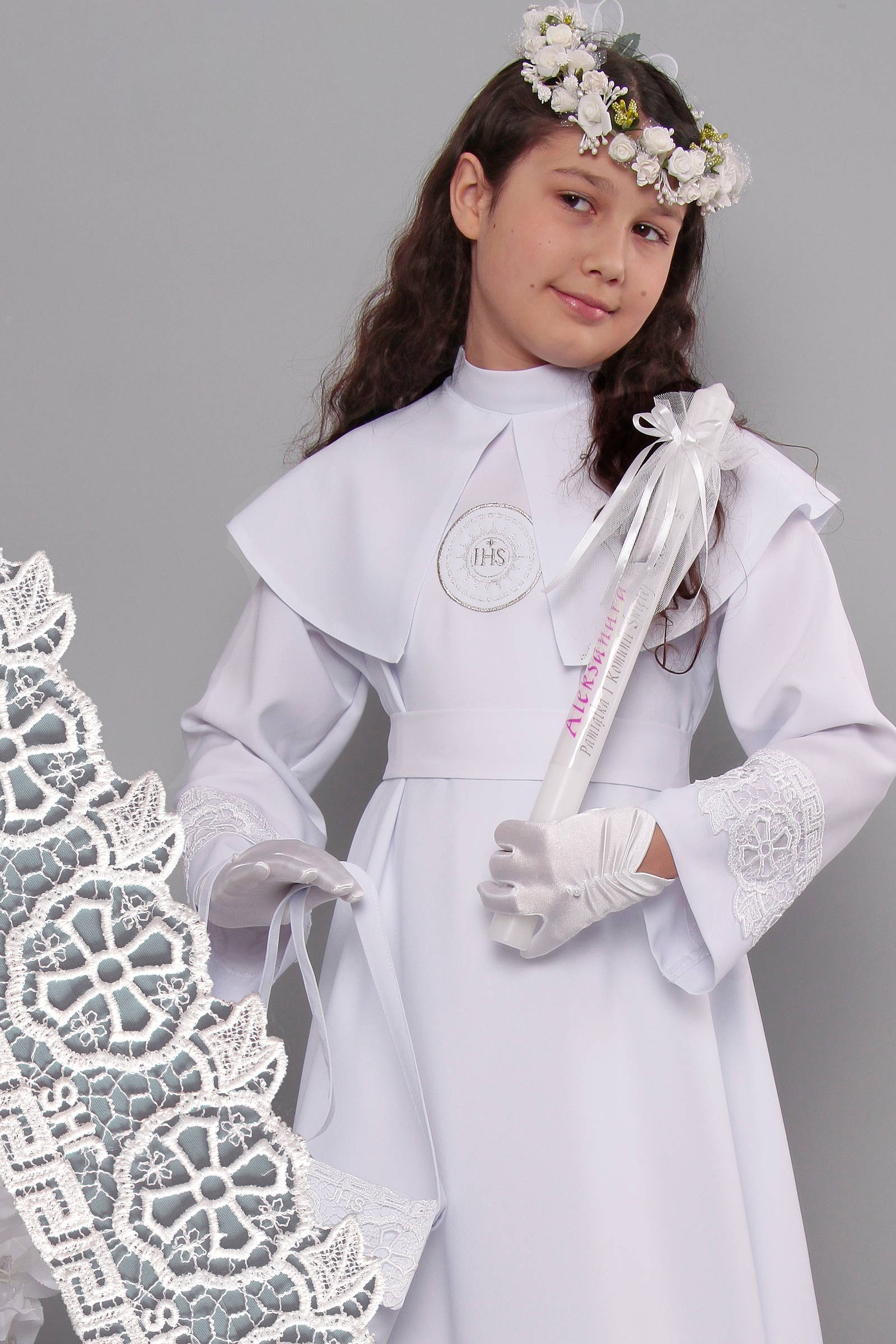 Kommunion albe mit guipure 13/UK-RS - obraz 0