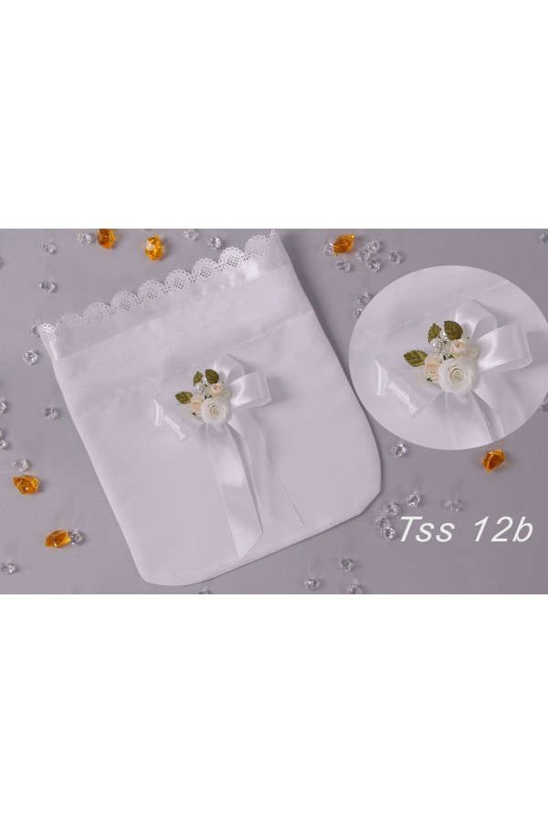 Kommunionssatinbeutel mit Blumenstrauß - obraz 2