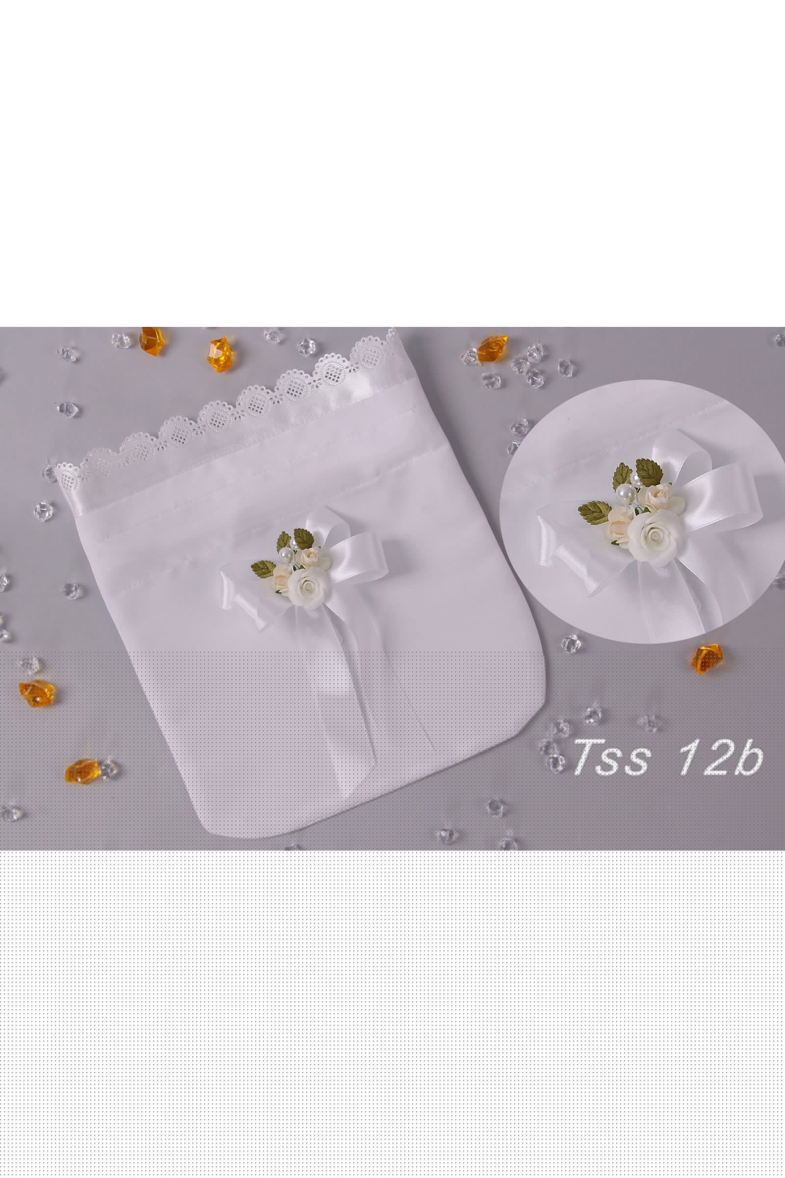 Kommunionssatinbeutel mit Blumenstrauß - obraz 2