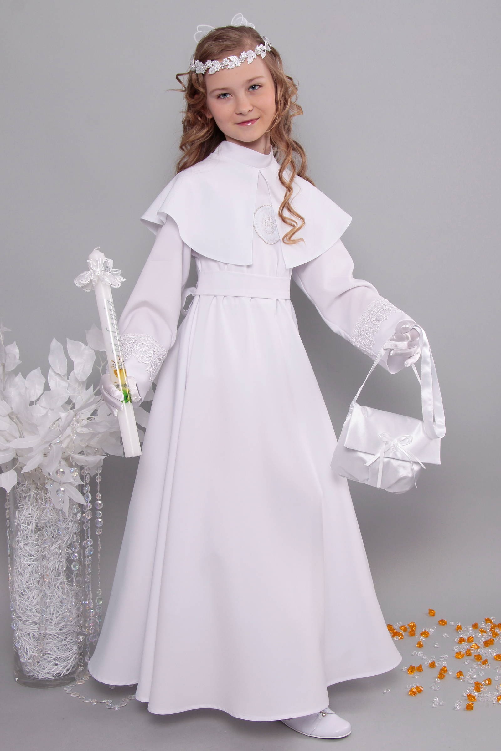 Kommunion albe mit guipure 14/UK-RS - obraz 2