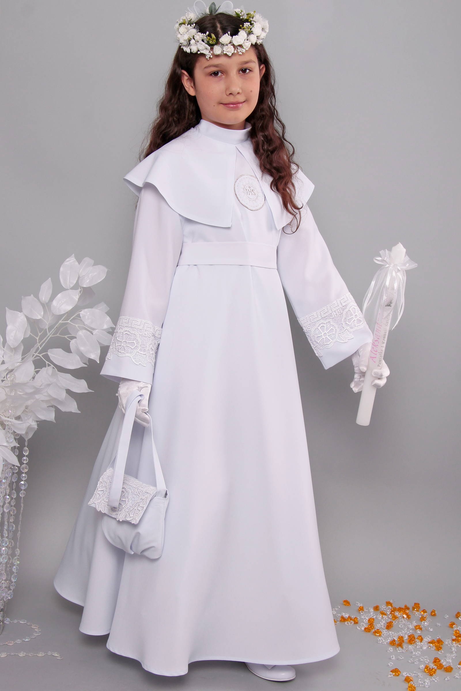 Kommunion albe mit guipure 13/UK-RS - obraz 3