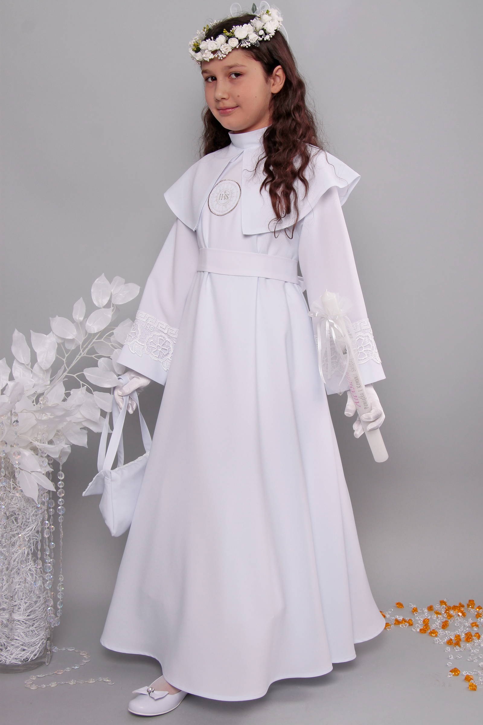 Kommunion albe mit guipure 13/UK-RS - obraz 2