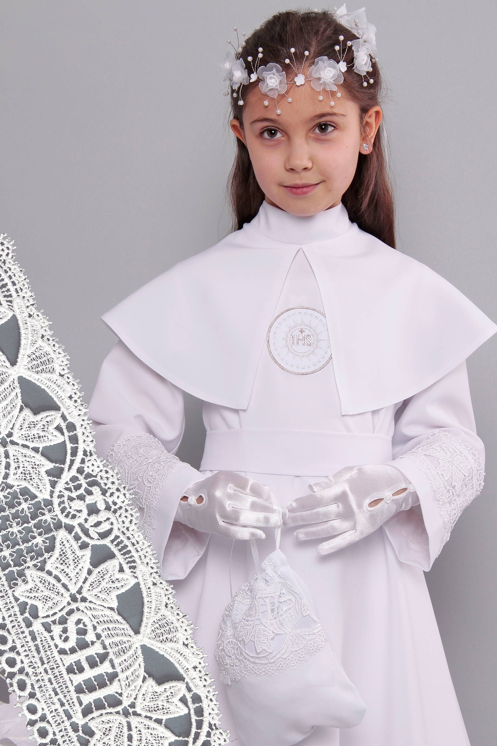 Kommunion albe mit guipure 12/UK-RS - obraz 0