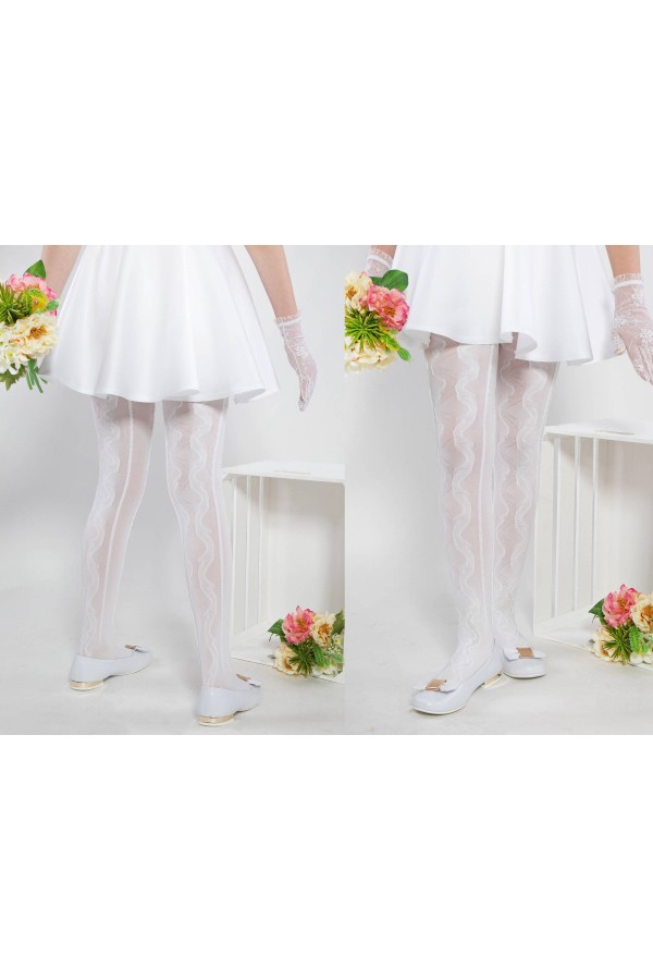 Elegante Kommunionsstrumpfhose - Olive wärmend - obraz 2