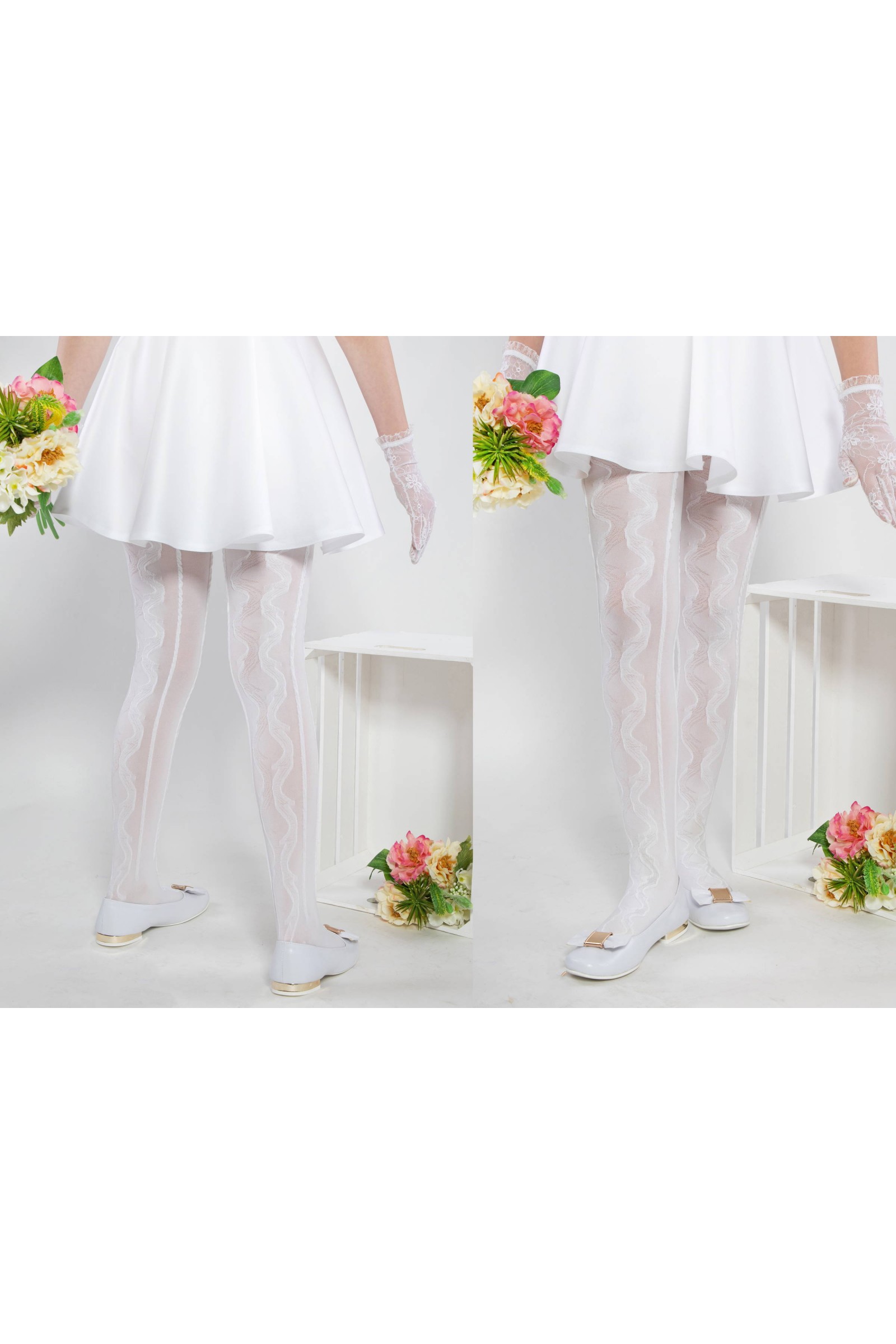 Elegante Kommunionsstrumpfhose - Olive wärmend - obraz 2