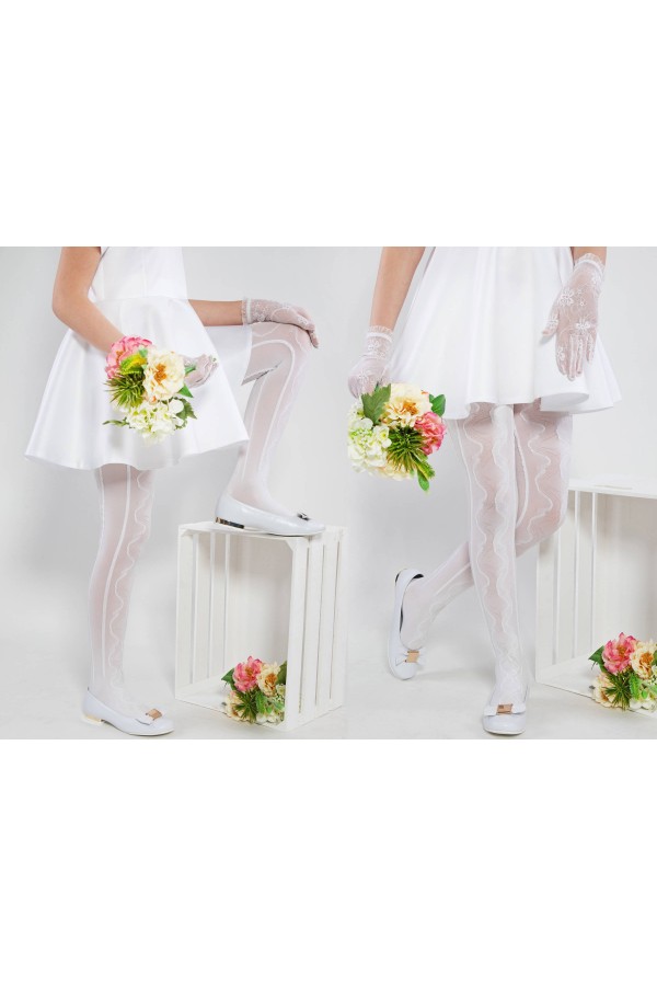 Elegante Kommunionsstrumpfhose - Olive wärmend - obraz 4