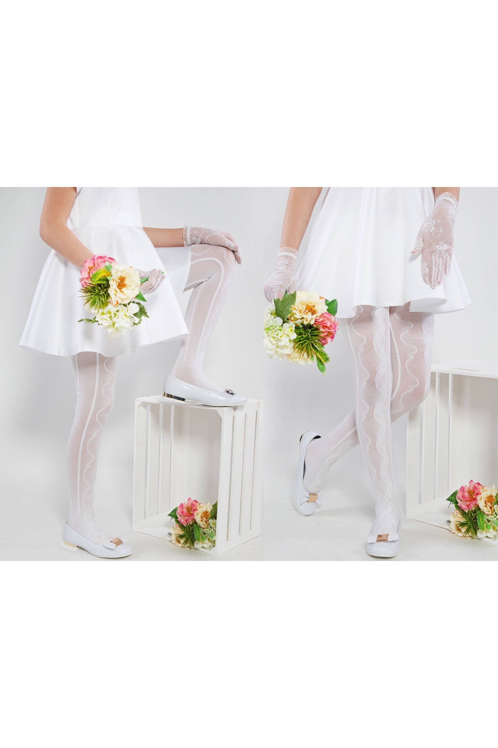 Elegante Kommunionsstrumpfhose - Olive wärmend - obraz 4