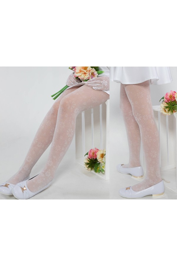 Elegante Kommunionsstrumpfhose - Jacquard - obraz 2