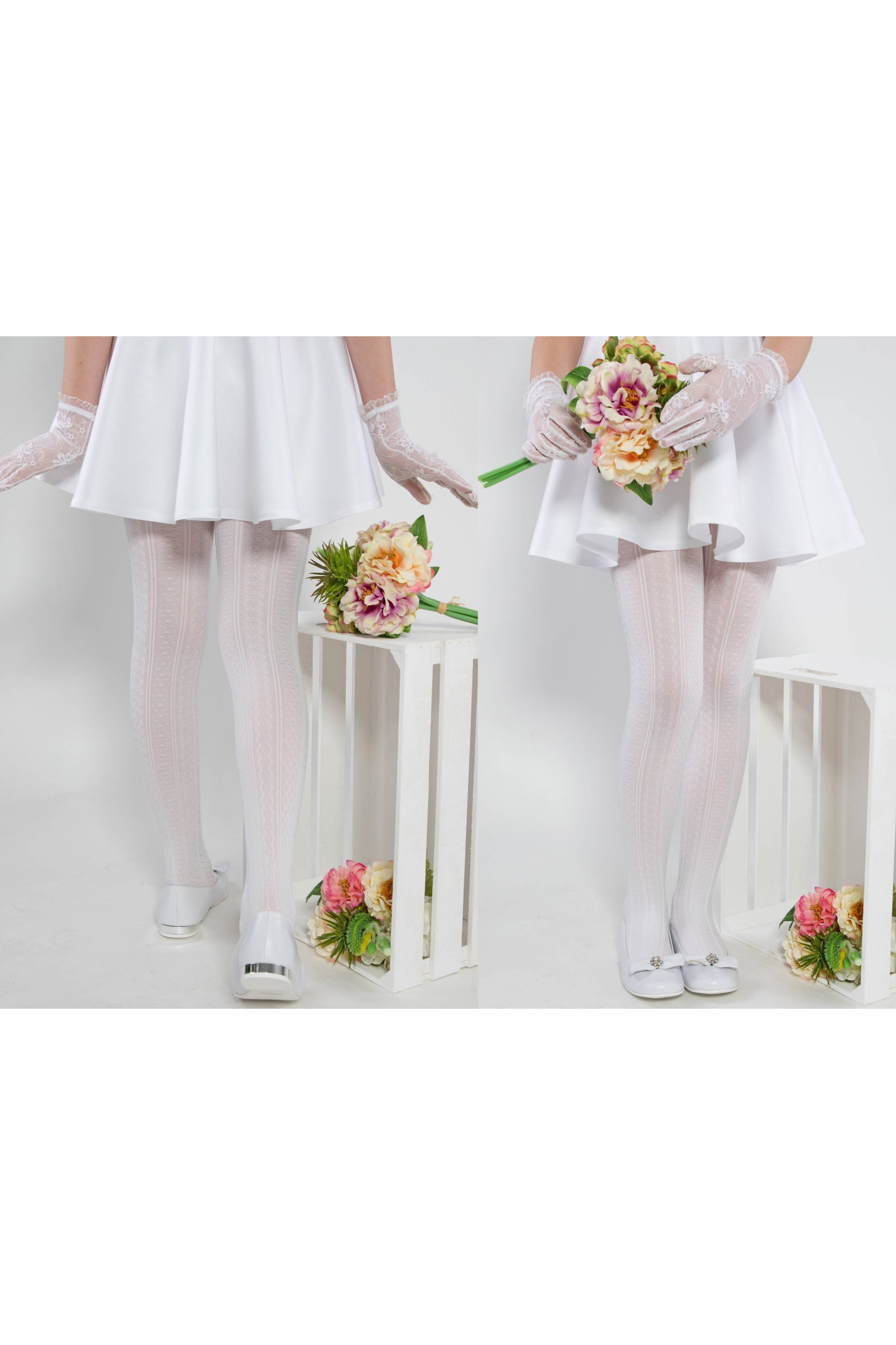 Elegante Kommunionsstrumpfhose - Natasha beim Aufwärmen - obraz 4