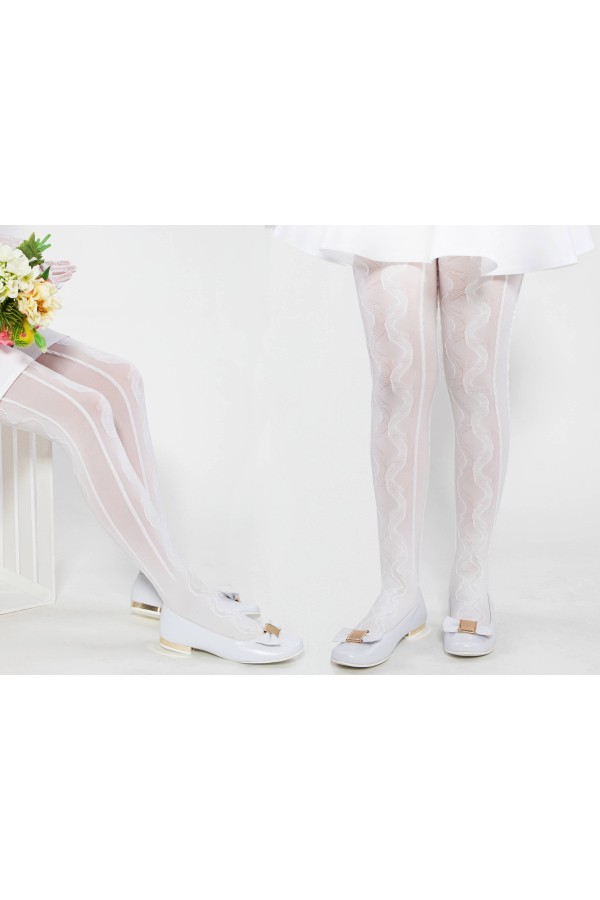 Elegante Kommunionsstrumpfhose - Olive wärmend - obraz 5