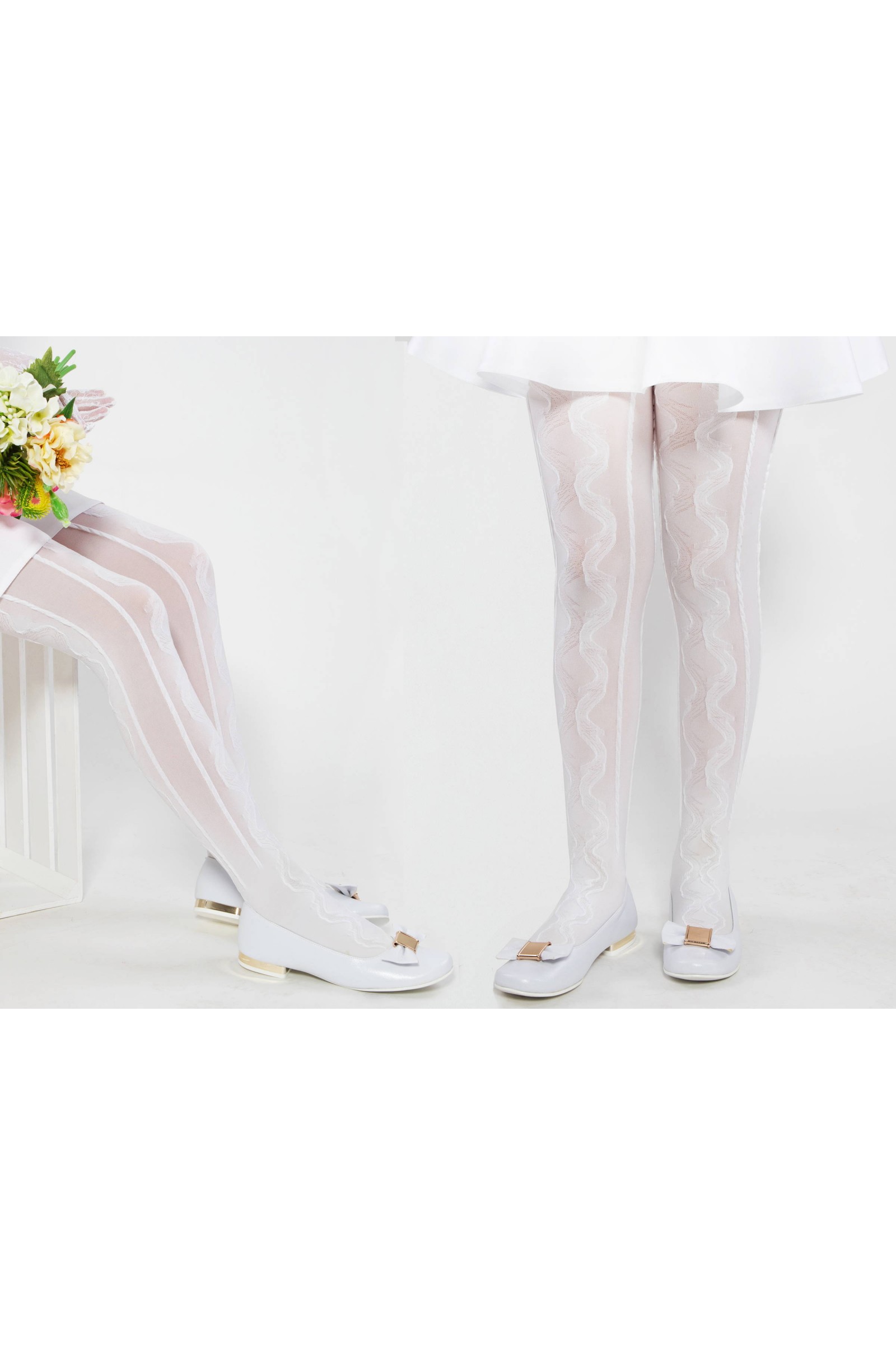 Elegante Kommunionsstrumpfhose - Olive wärmend - obraz 5