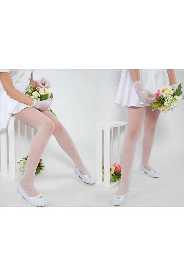 Elegante Kommunionsstrumpfhose - Glatt - obraz 5