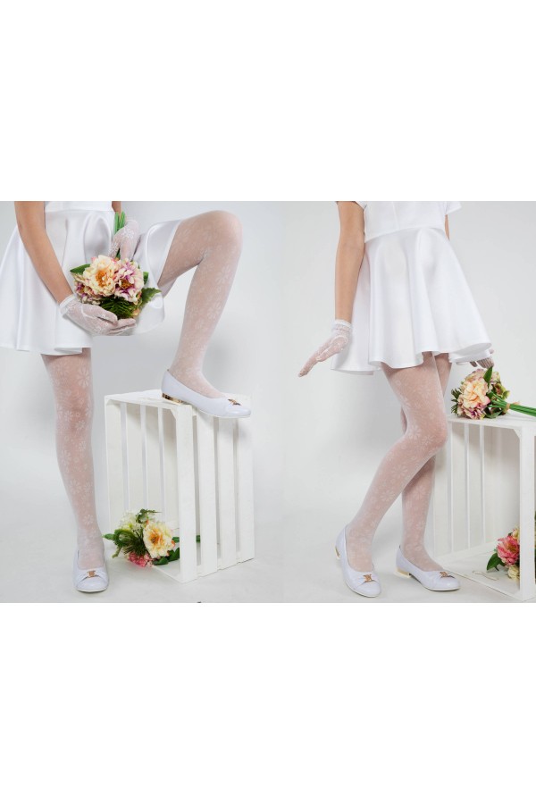 Elegante Kommunionsstrumpfhose - Jacquard - obraz 4