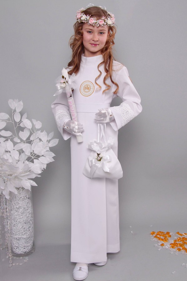 Kommunion albe mit guipure 12a/UK-K - obraz 1