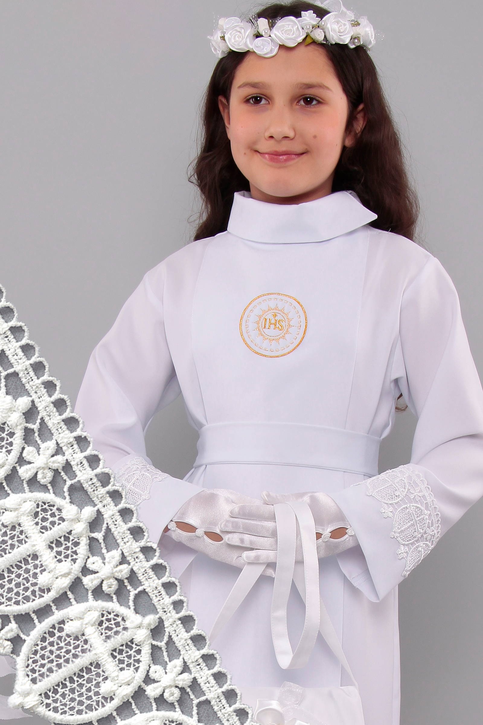 Kommunion albe mit guipure 18a/UK-K - obraz 0