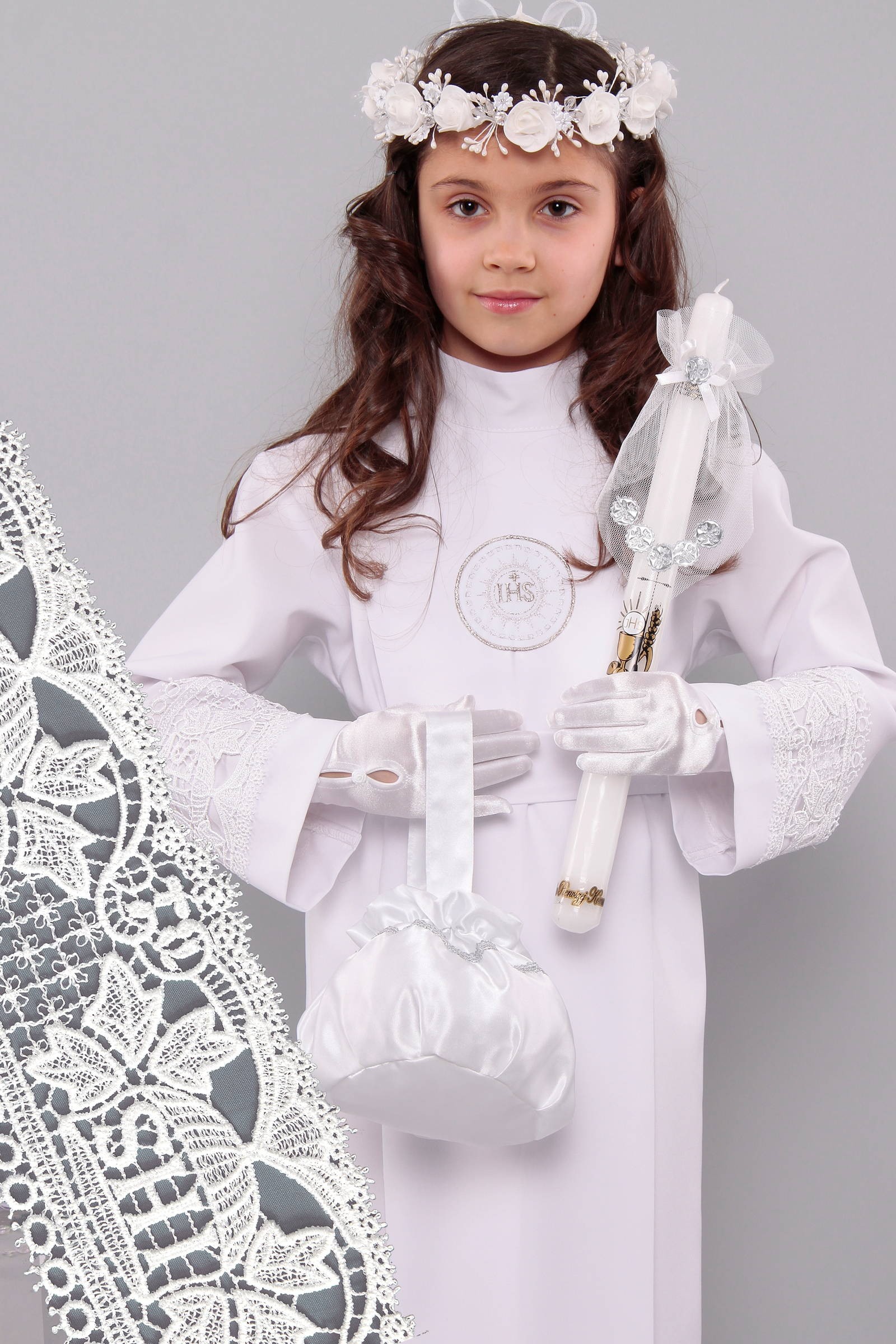 Kommunion albe mit guipure 11a/UK-K - obraz 0