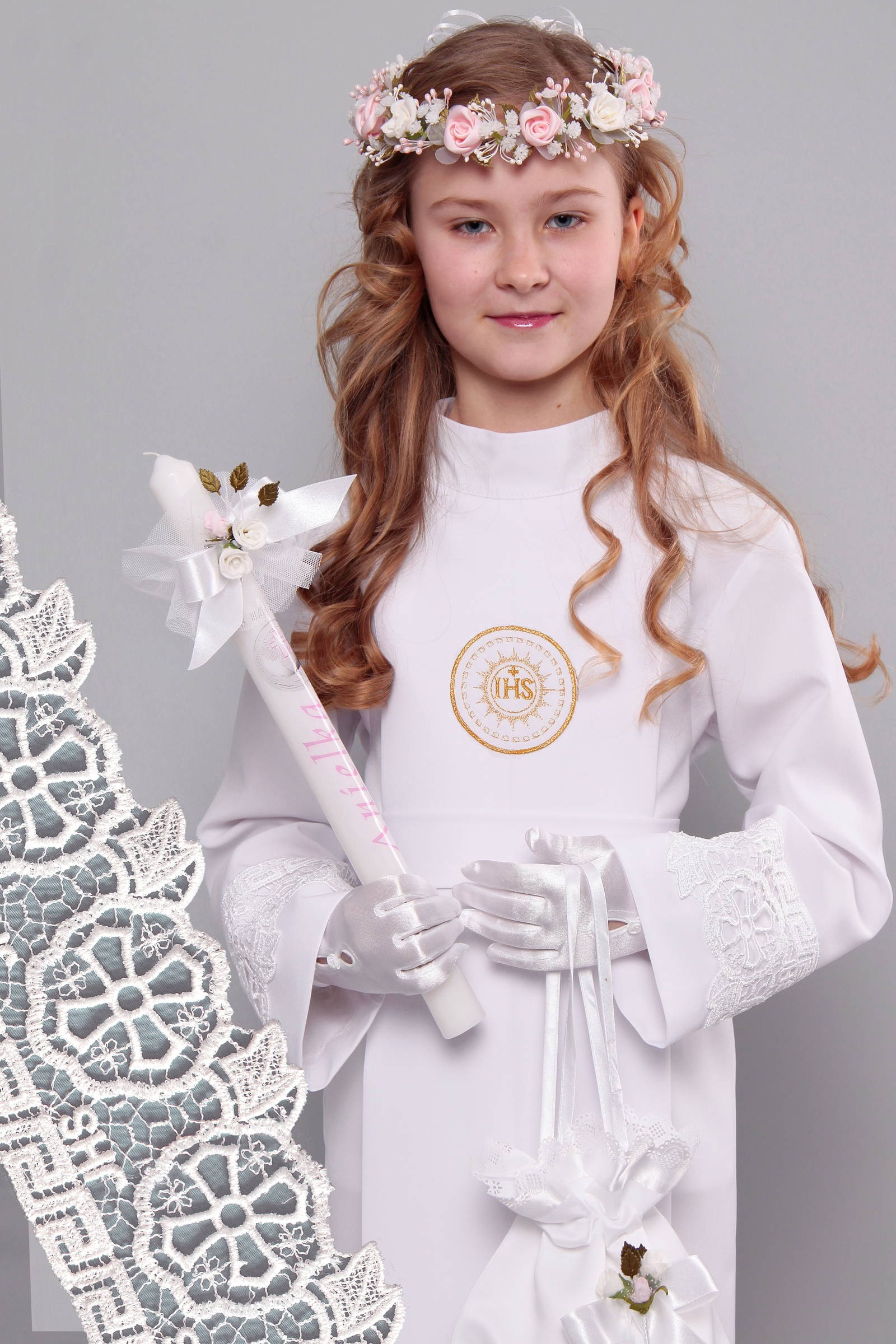 Kommunion albe mit guipure 12a/UK-K - obraz 0