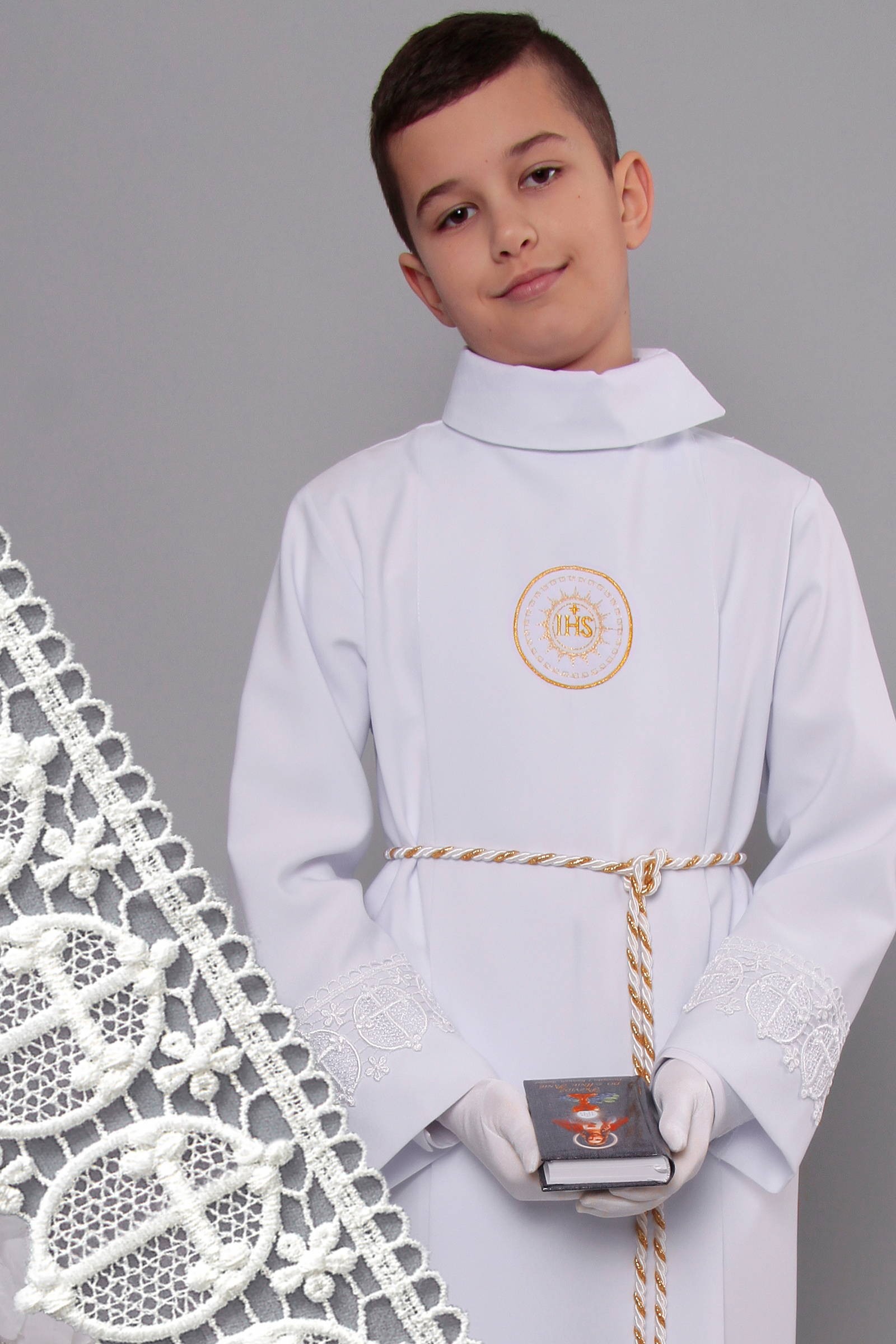 Kommunion albe mit guipure 18/UK-K - obraz 0