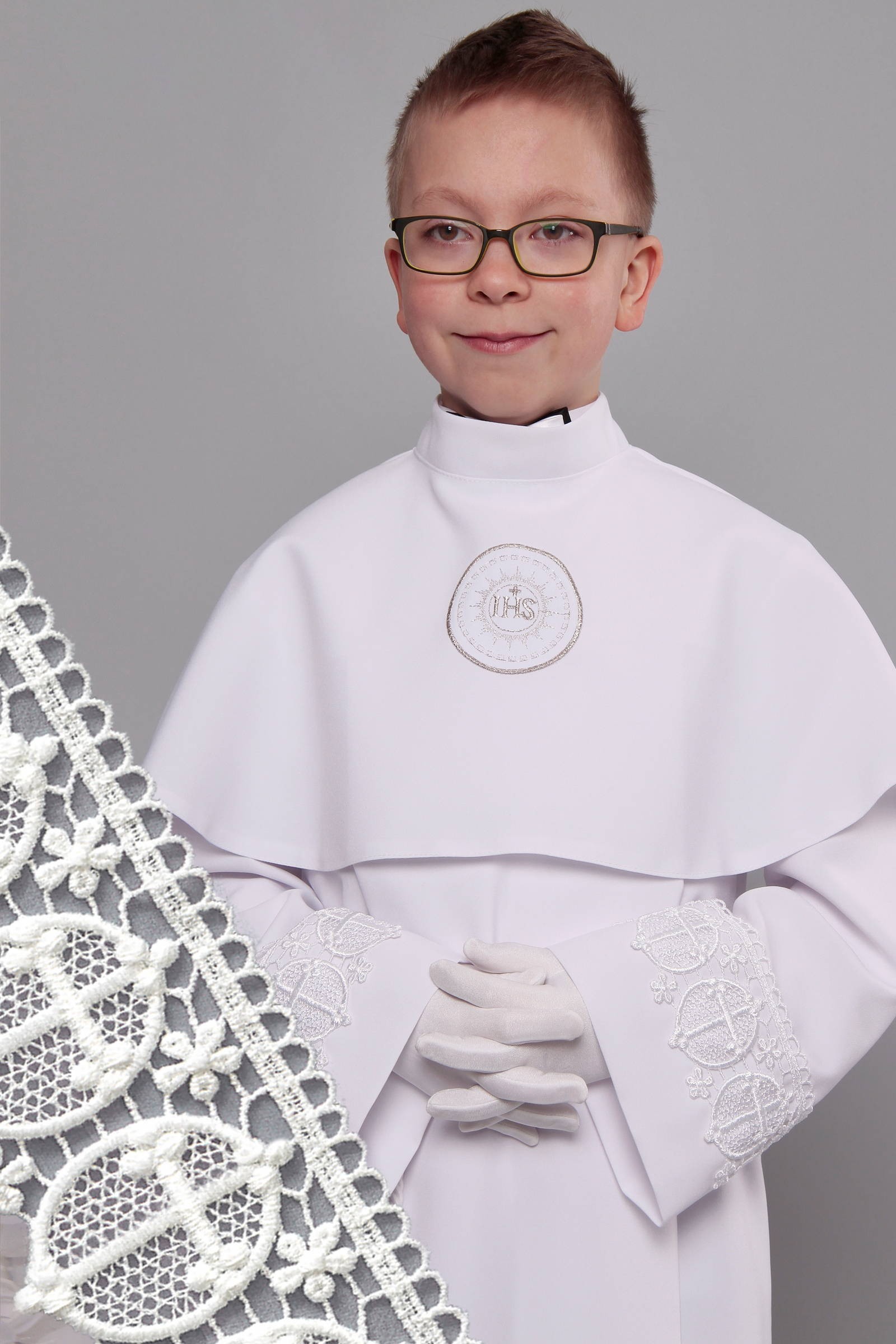 Kommunion albe mit guipure 3/UK-KK - obraz 0