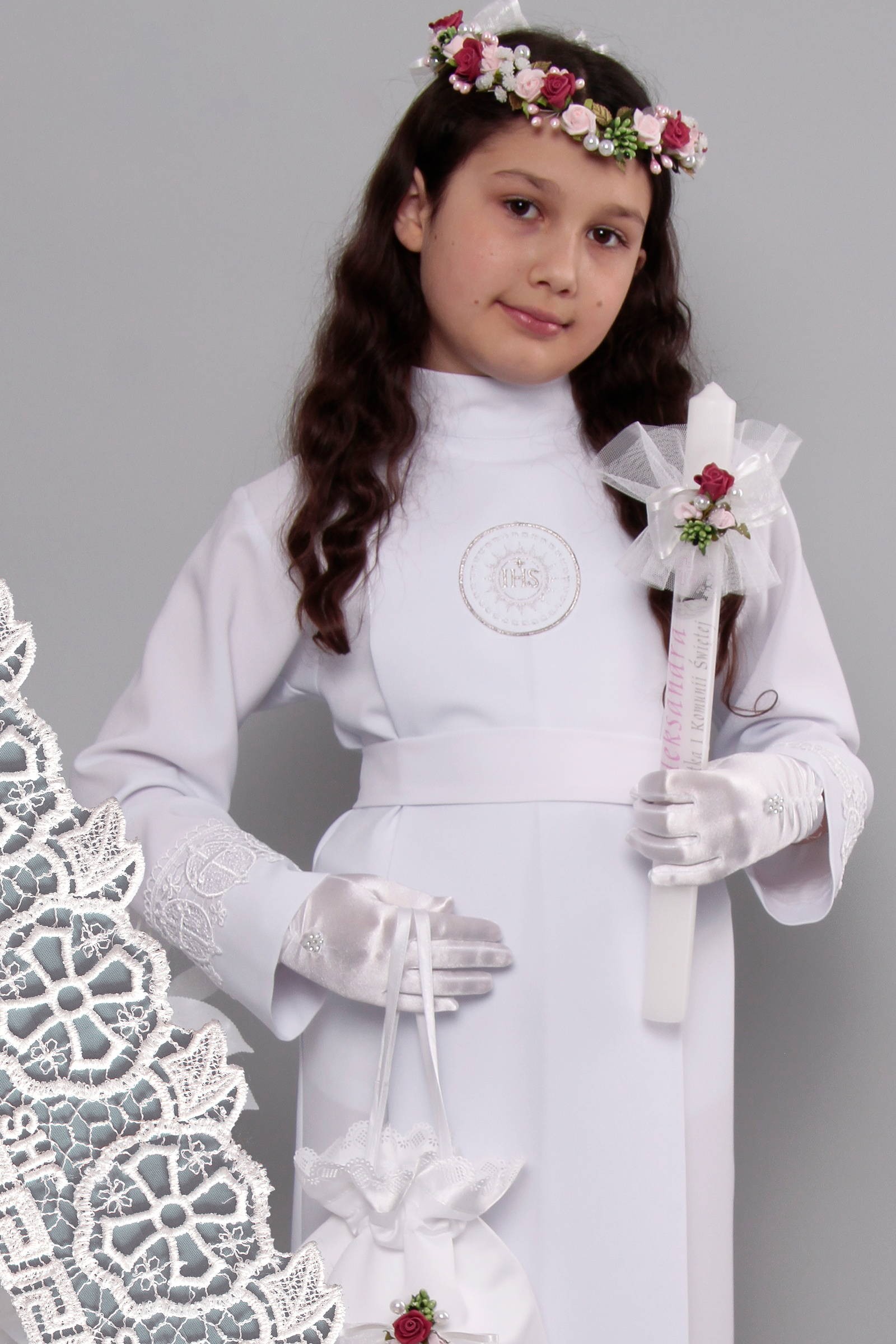 Kommunion albe mit guipure 13a/UK-K - obraz 0