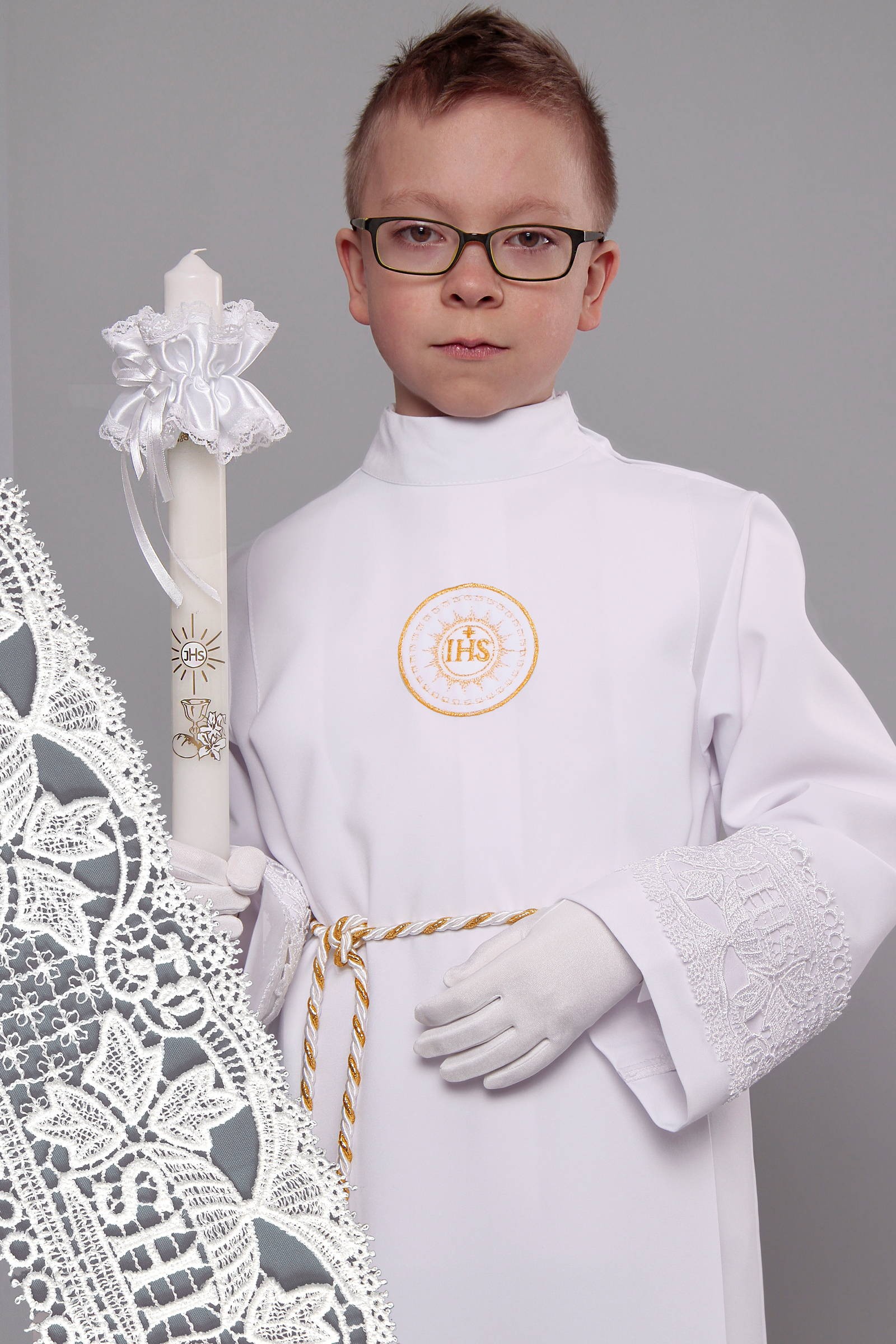 Kommunion albe mit guipure 8/UK-Z3 - obraz 0