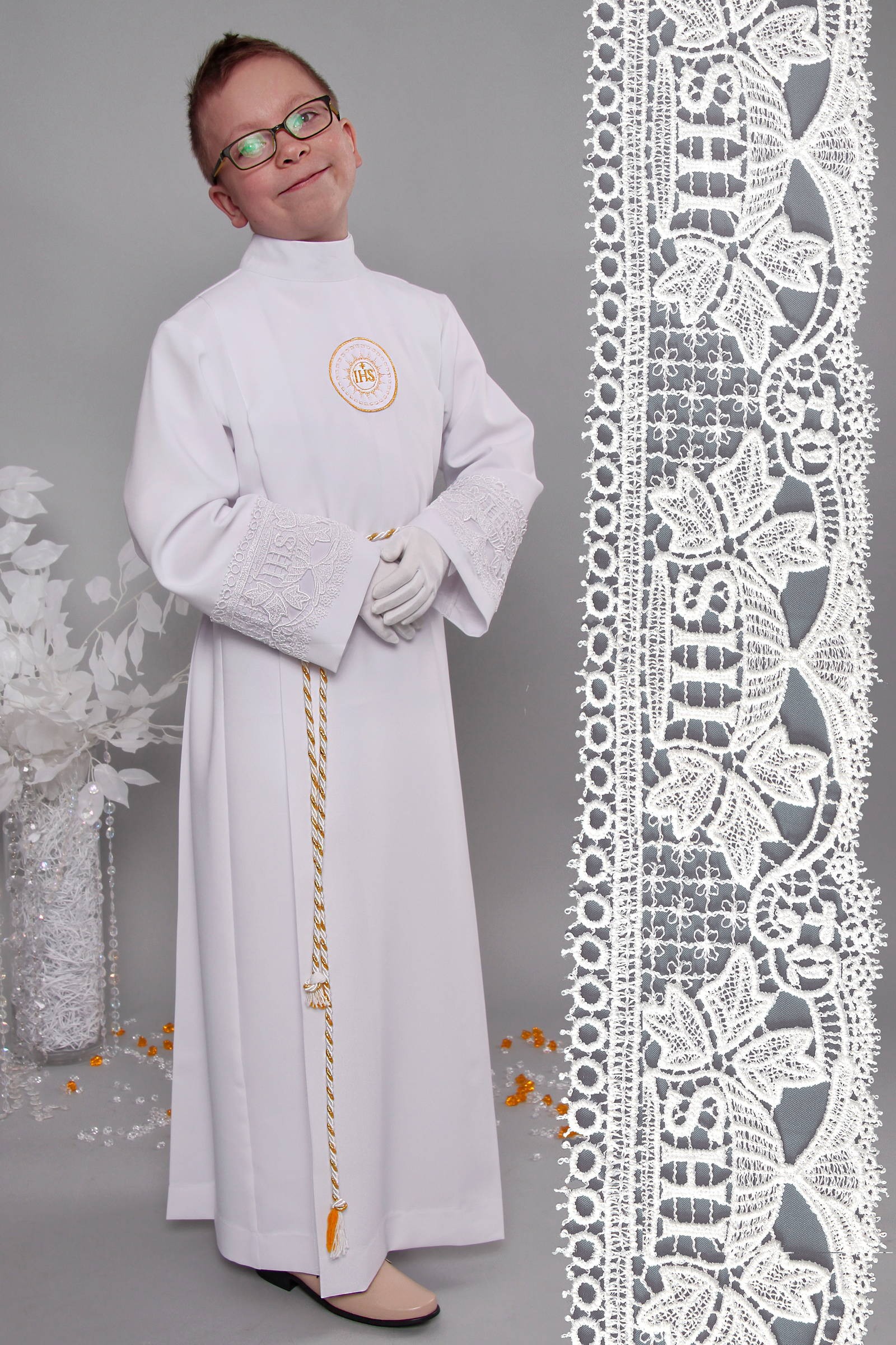 Kommunion albe mit guipure 8/UK-Z3 - obraz 1