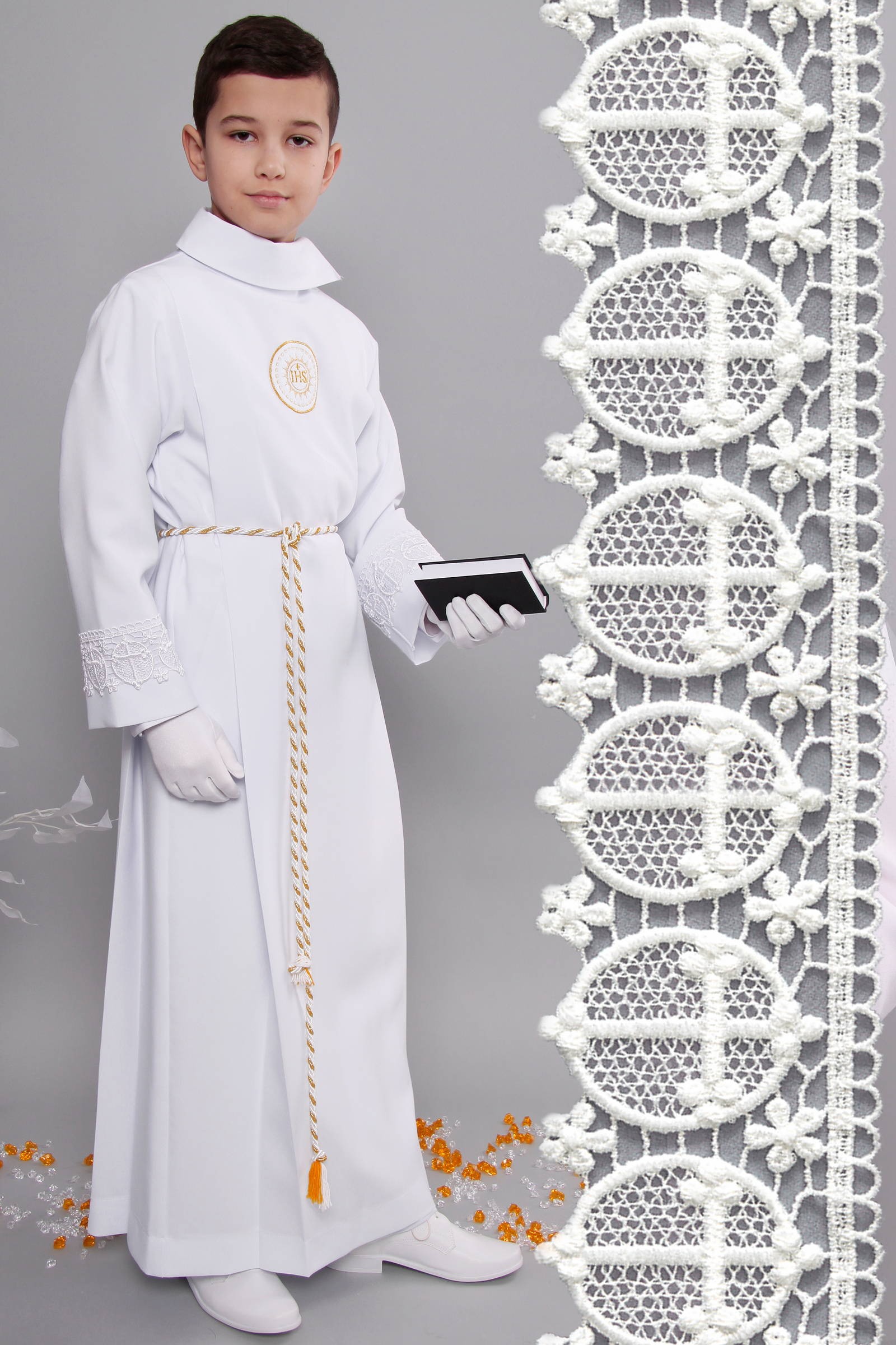 Kommunion albe mit guipure 13/UK-Z2 - obraz 1