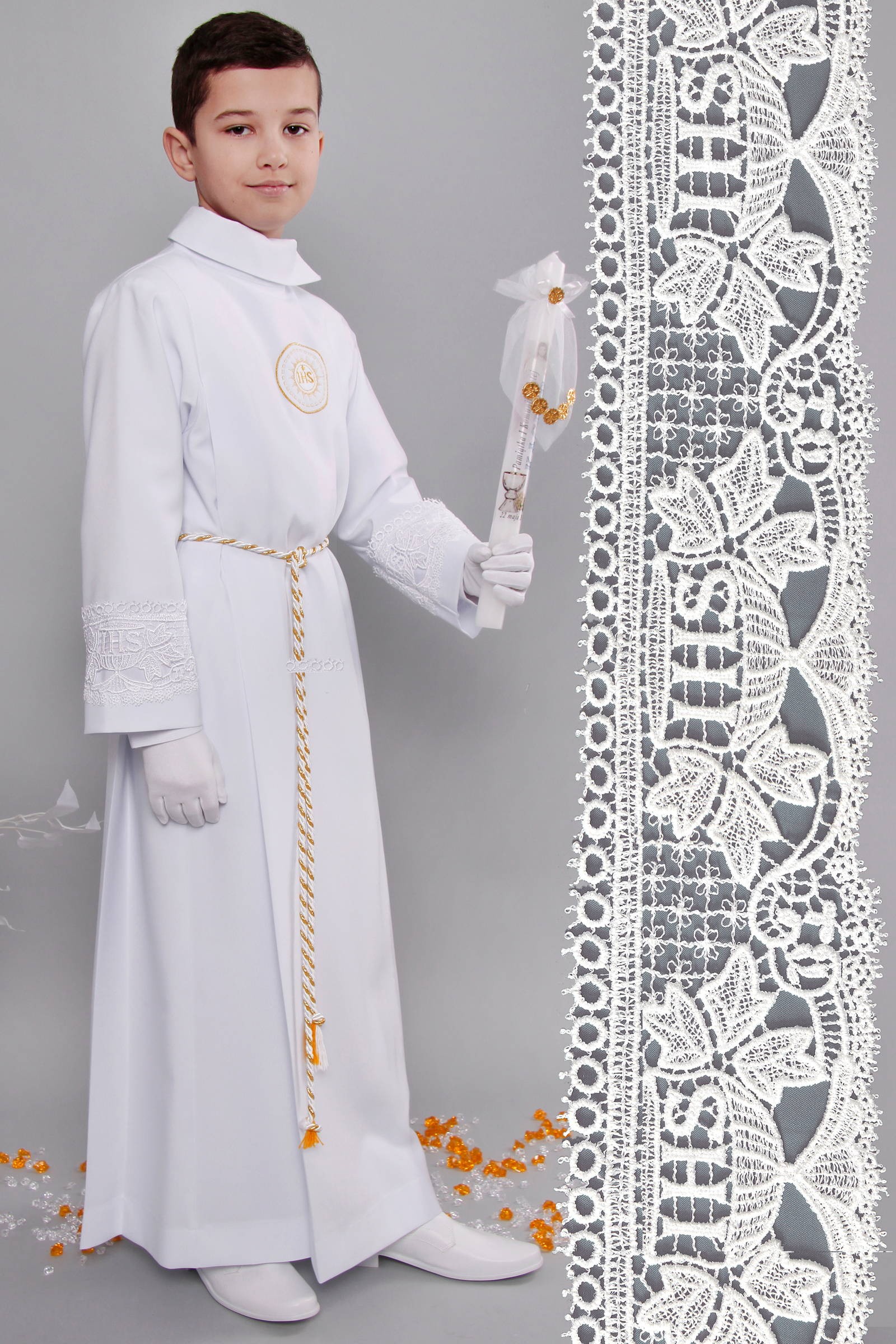 Kommunion albe mit guipure 13/UK-Z3 - obraz 1