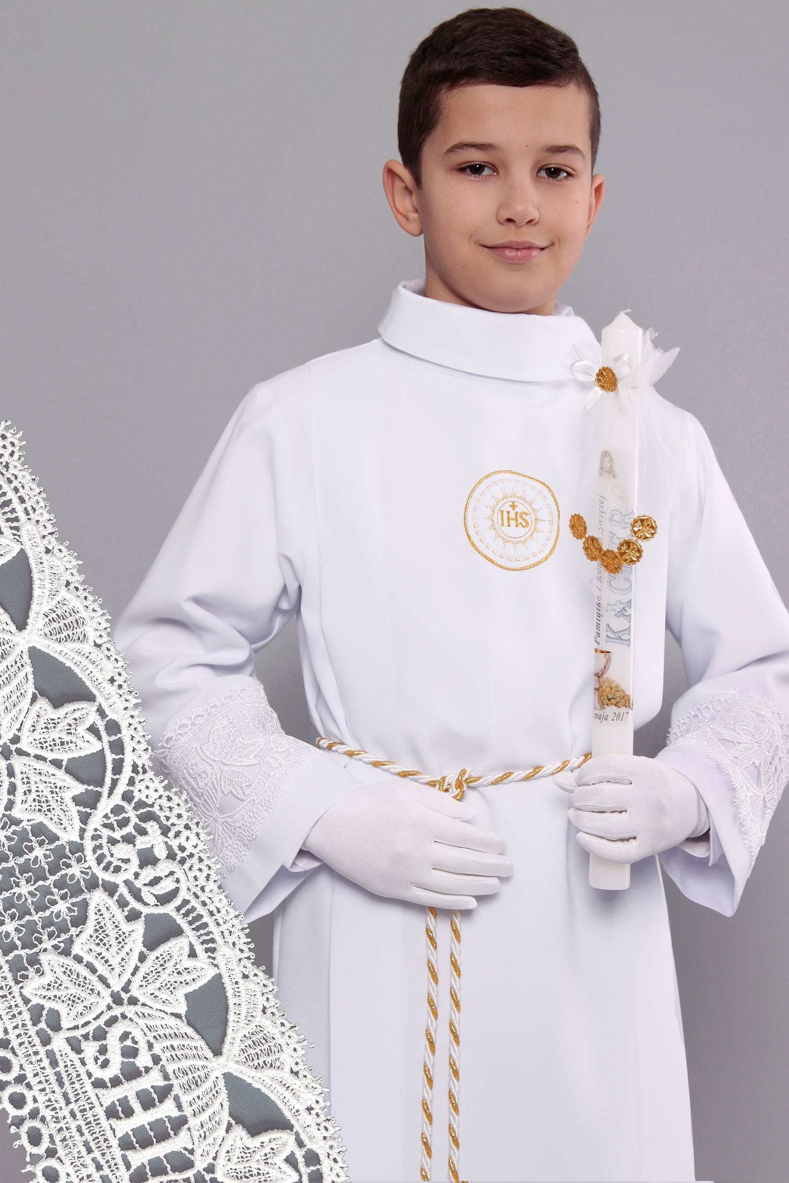 Kommunion albe mit guipure 13/UK-Z3 - obraz 0