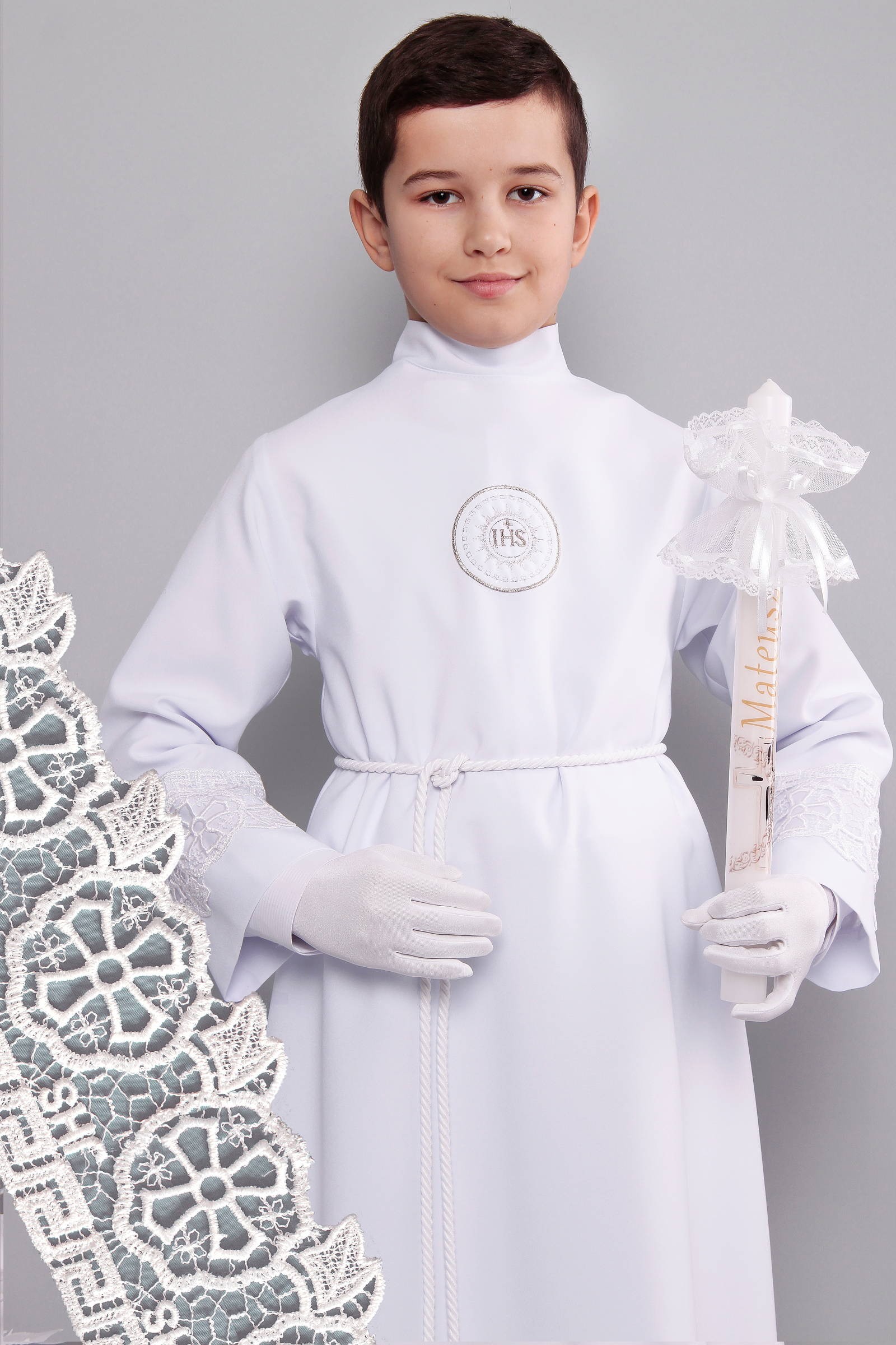 Kommunion albe mit guipure 14/UK-R1 - obraz 0