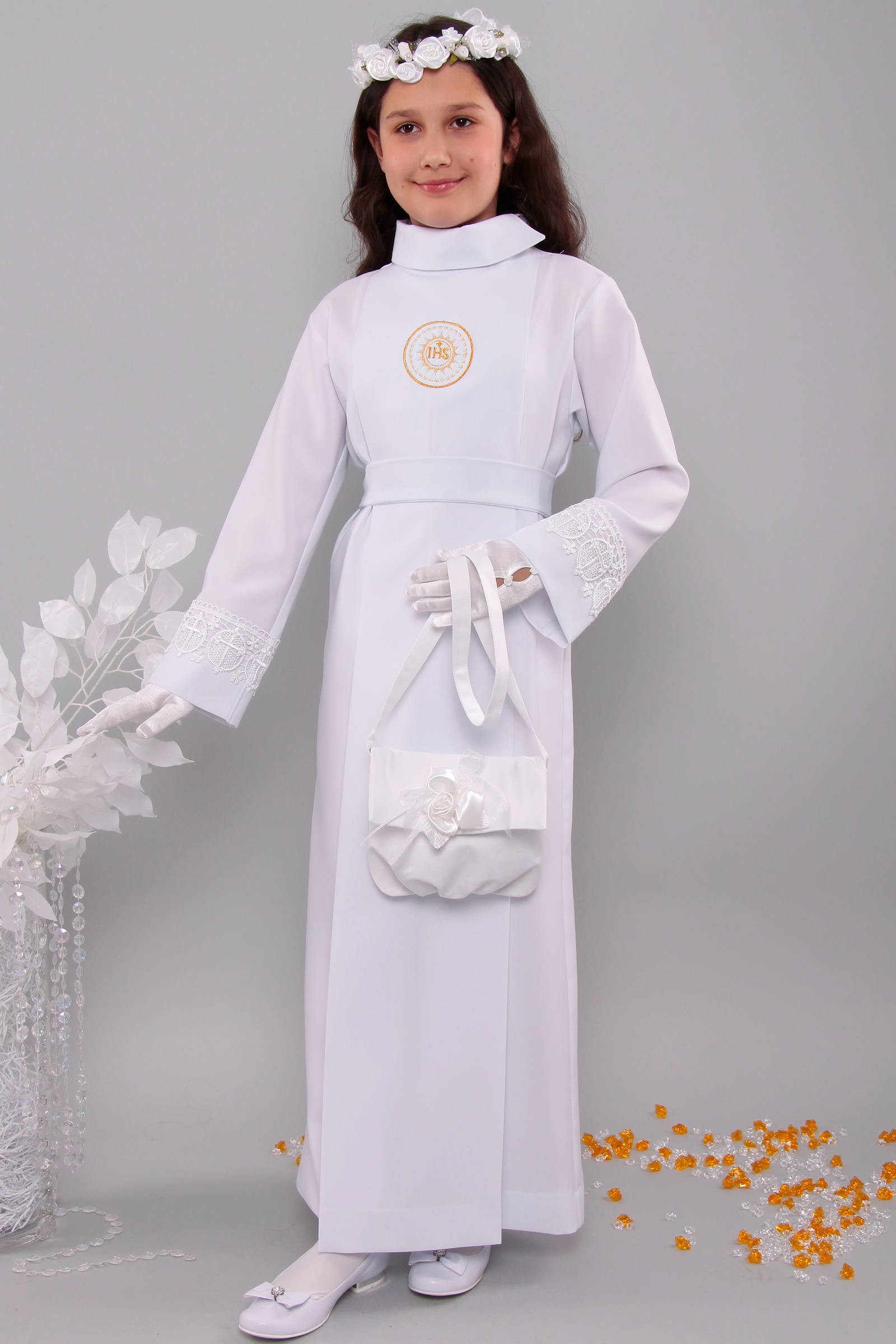 Kommunion albe mit guipure 18a/UK-K - obraz 2