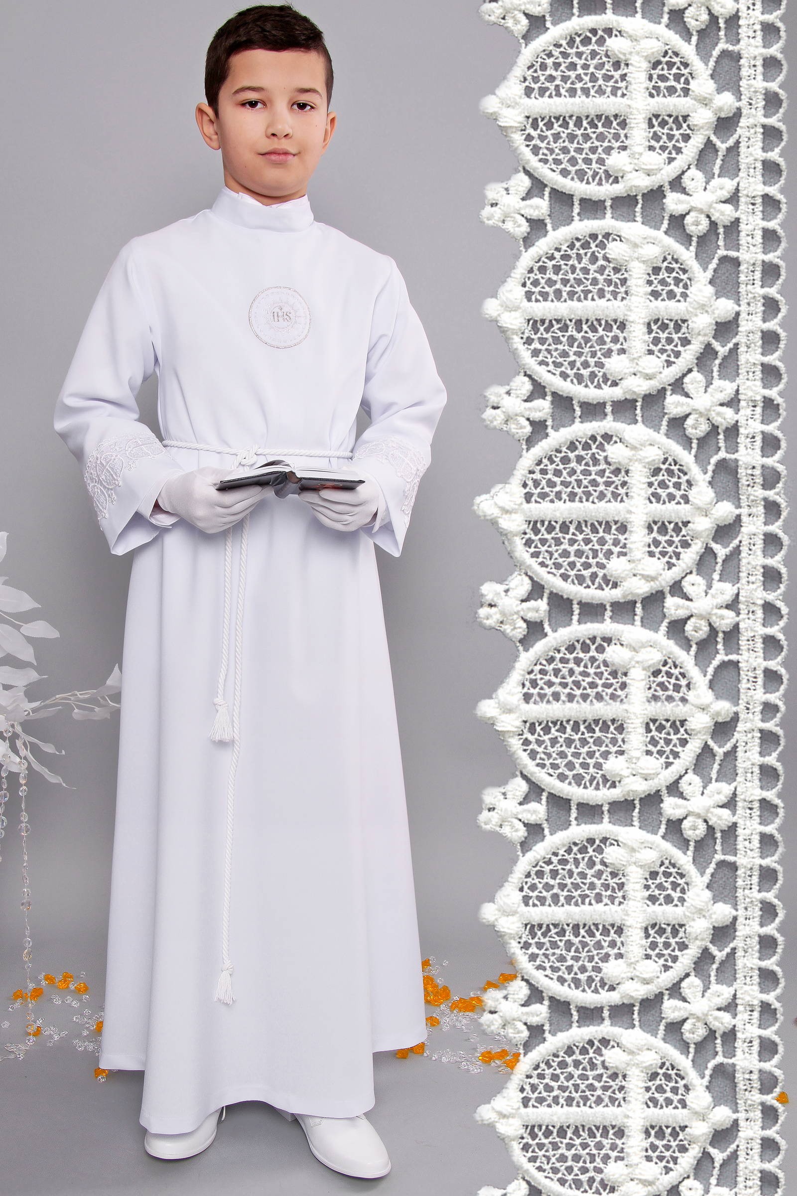 Kommunion albe mit guipure 14/UK-R2 - obraz 1