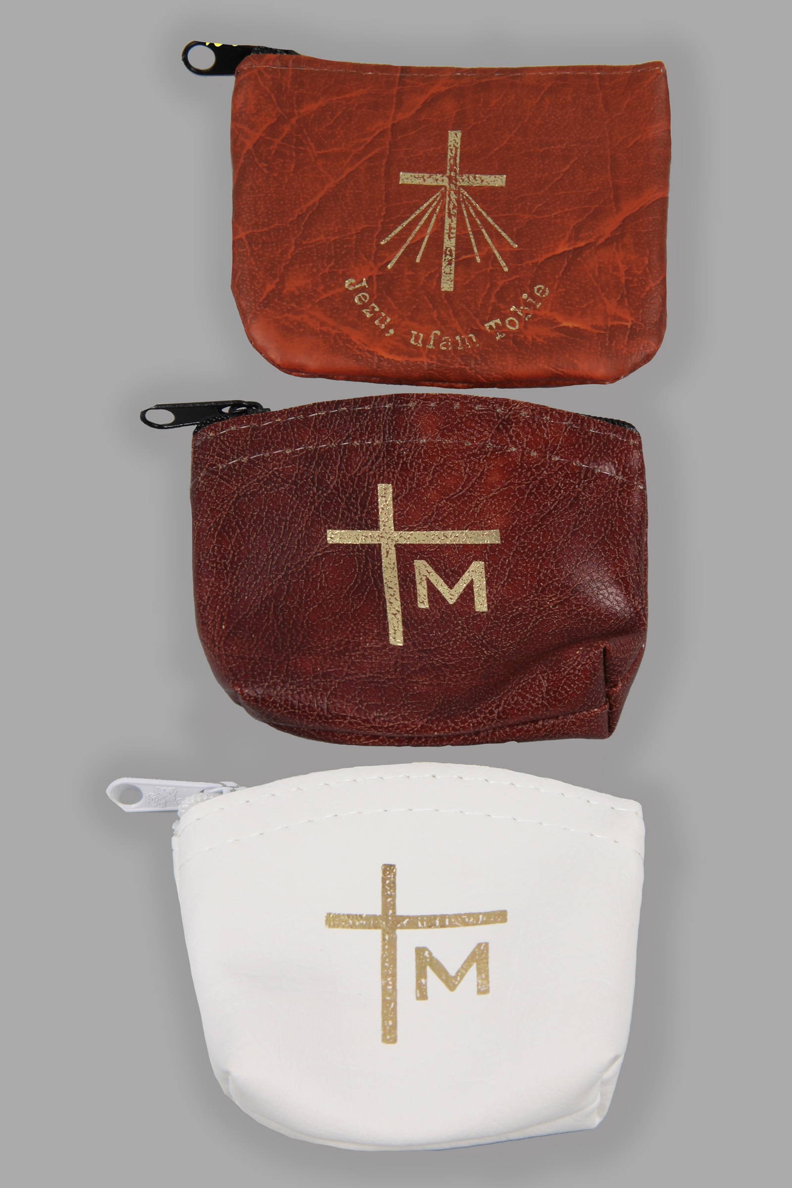 Kommunion-Rosenkranz-Etui aus Öko-Leder - mit Reißverschluss - obraz 0