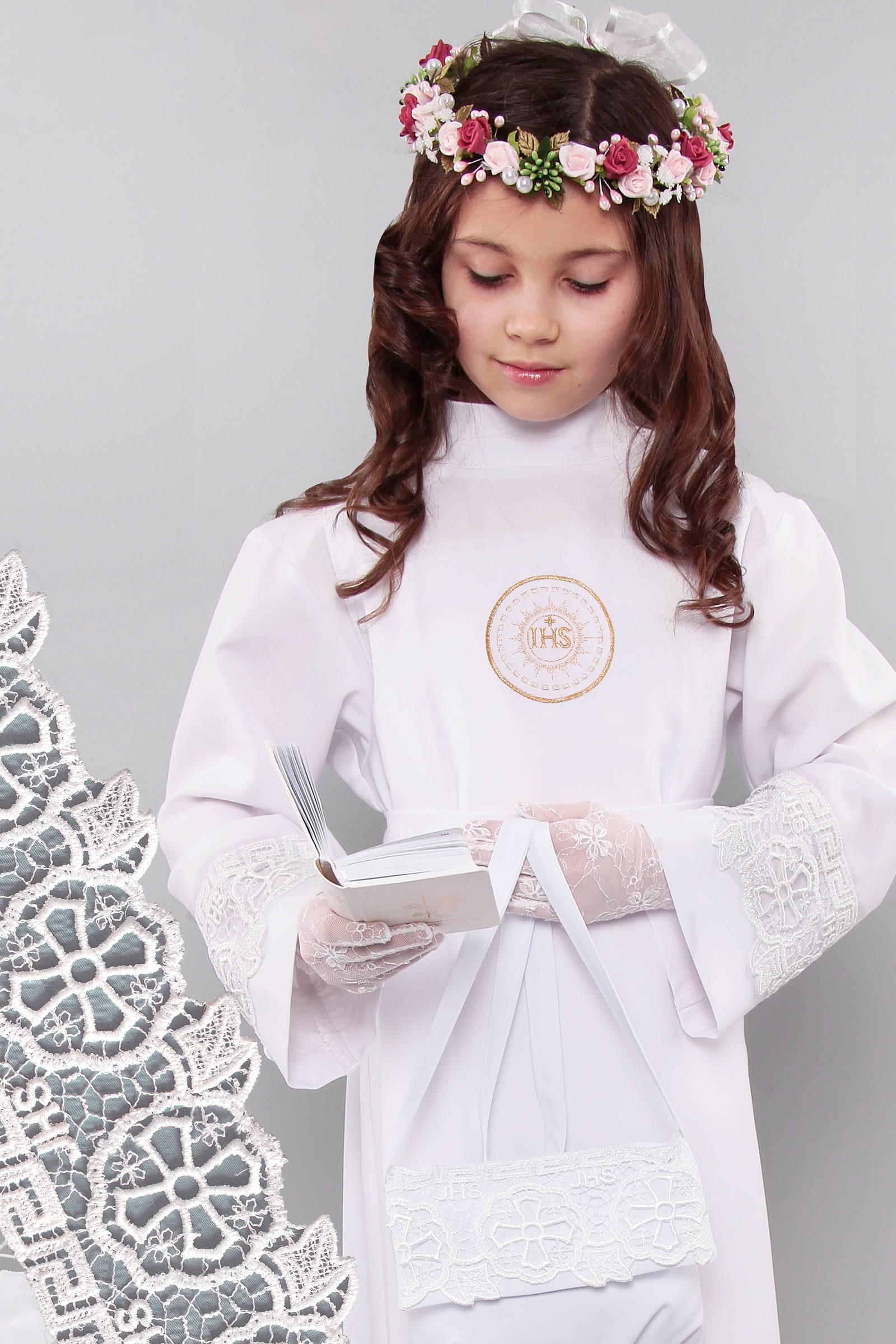 Kommunion albe mit guipure 8a/UK-Z1 - obraz 0