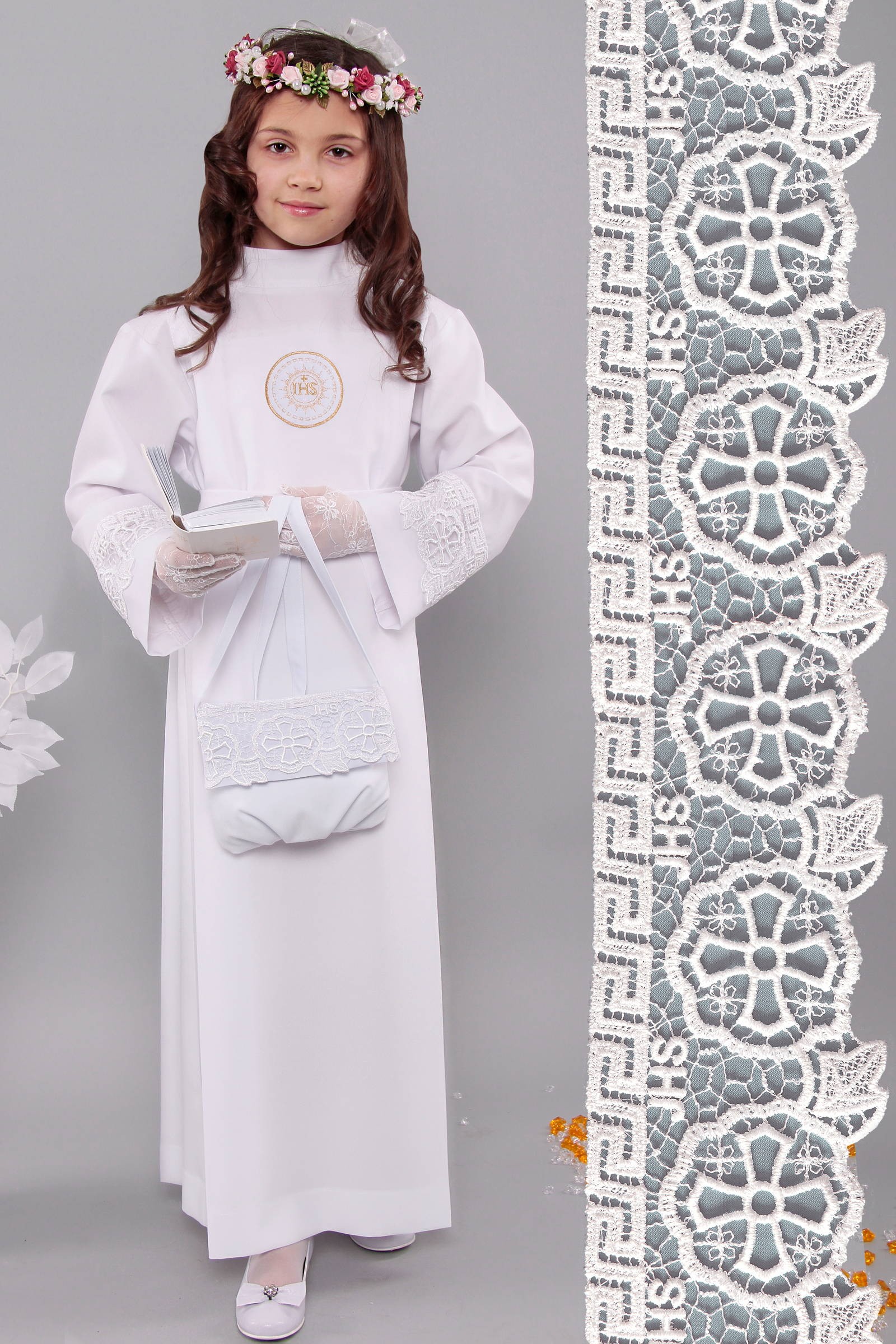 Kommunion albe mit guipure 8a/UK-Z1 - obraz 1