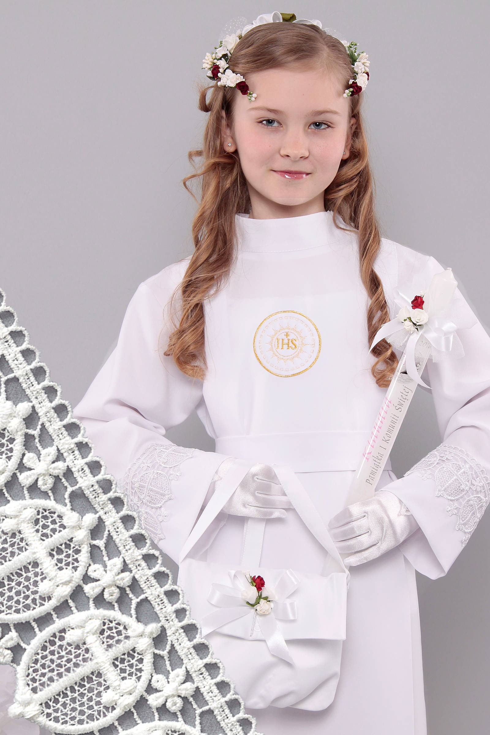 Kommunion albe mit guipure 8a/UK-Z2 - obraz 0