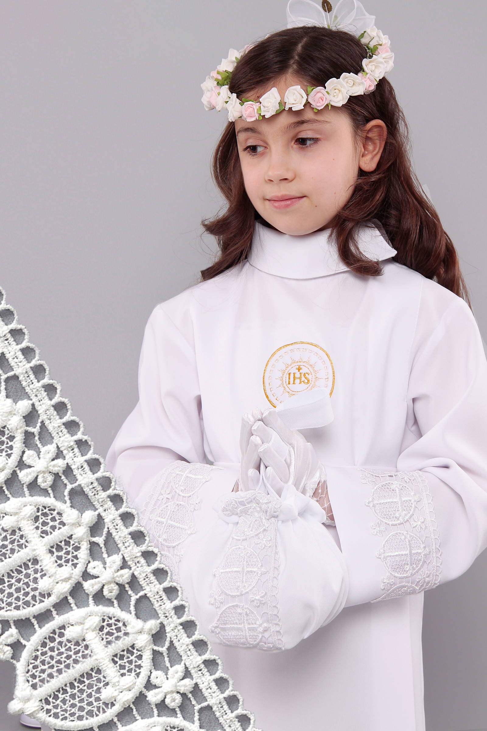 Kommunion albe mit guipure 13a/UK-Z2 - obraz 0