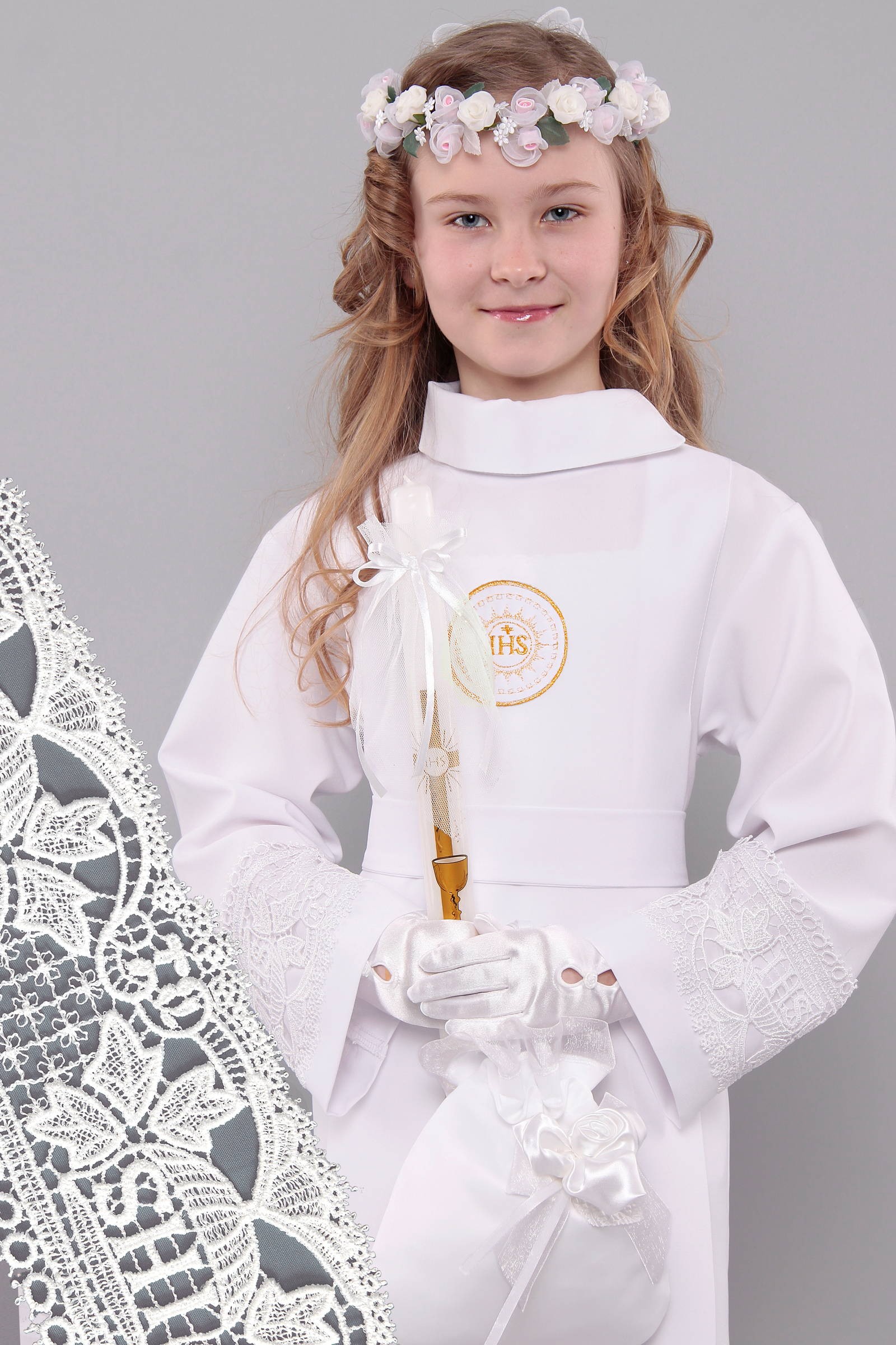 Kommunion albe mit guipure 13a/UK-Z3 - obraz 0