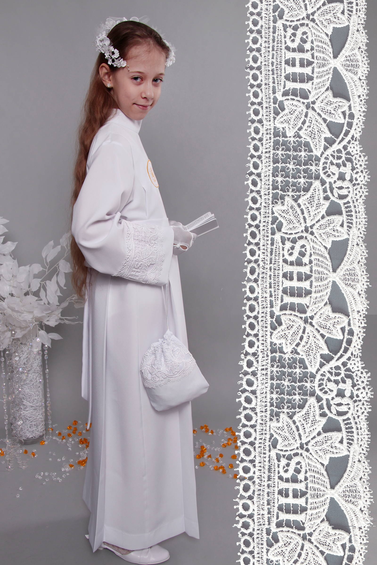 Kommunion albe mit guipure 8a/UK-Z3 - obraz 1