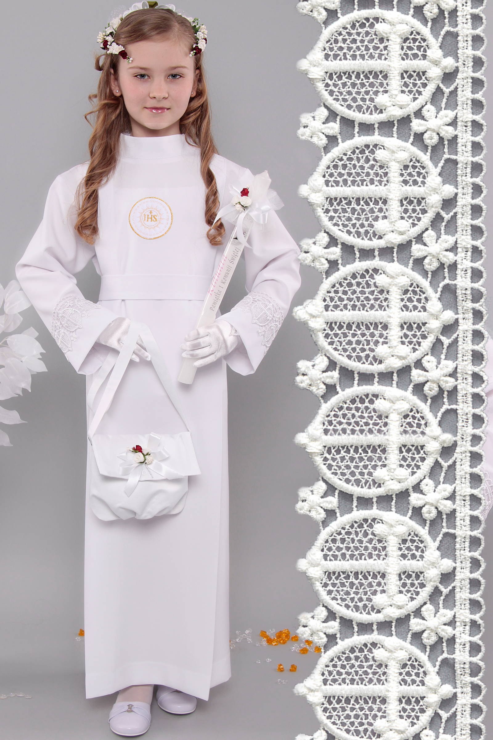 Kommunion albe mit guipure 8a/UK-Z2 - obraz 1