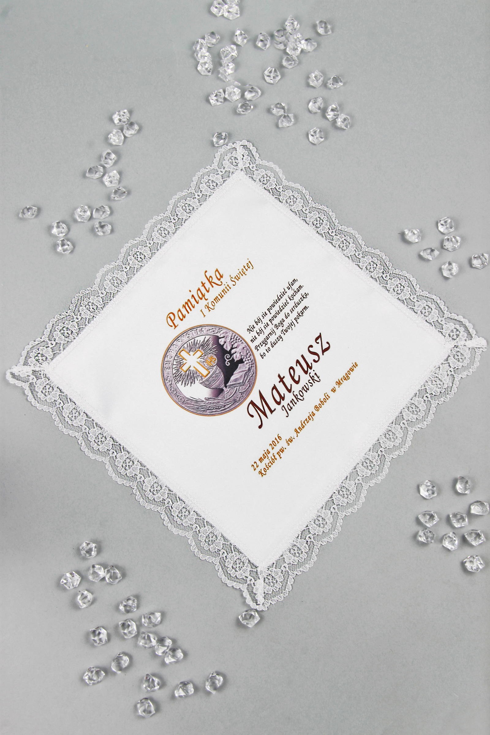 Kommunion-Taschentuch mit Grafik personalisiert UK-CHGI 1 - obraz 1