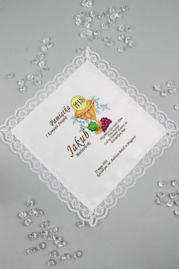 Kommunion-Taschentuch mit Grafik personalisiert UK-CHGI 2 - obraz 1