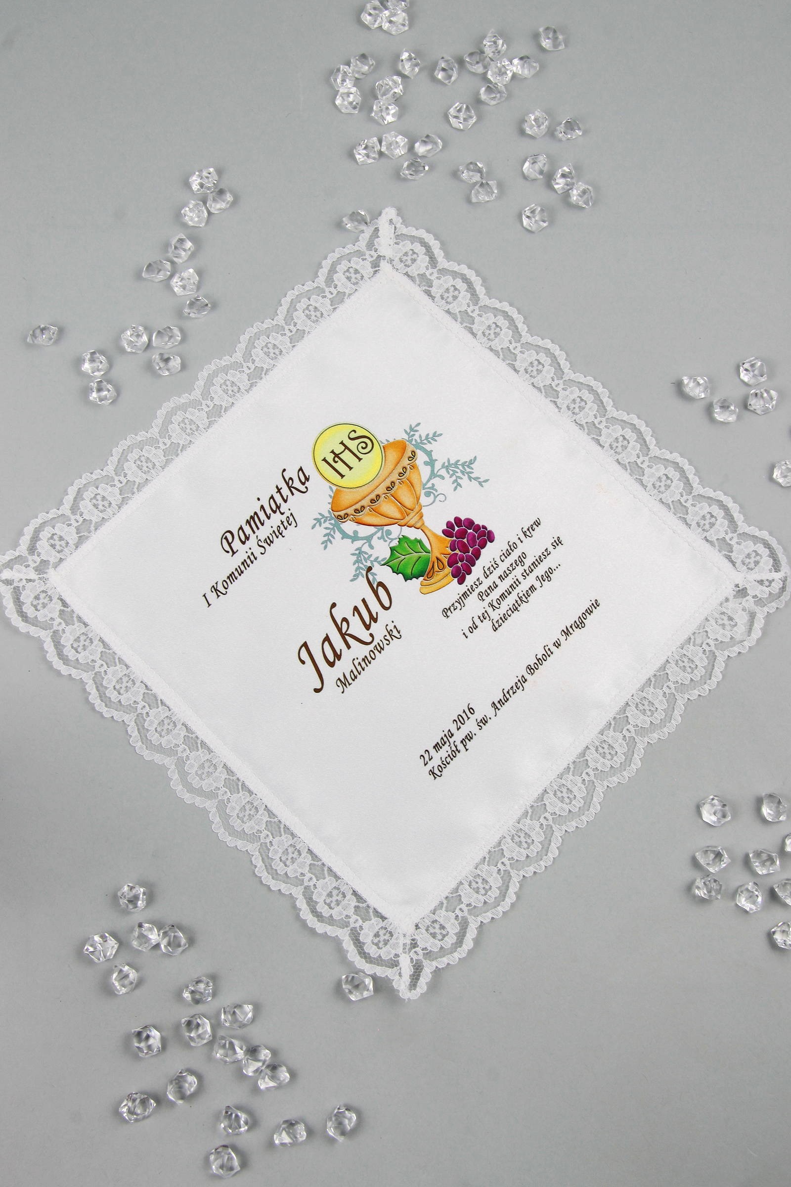 Kommunion-Taschentuch mit Grafik personalisiert UK-CHGI 2 - obraz 1