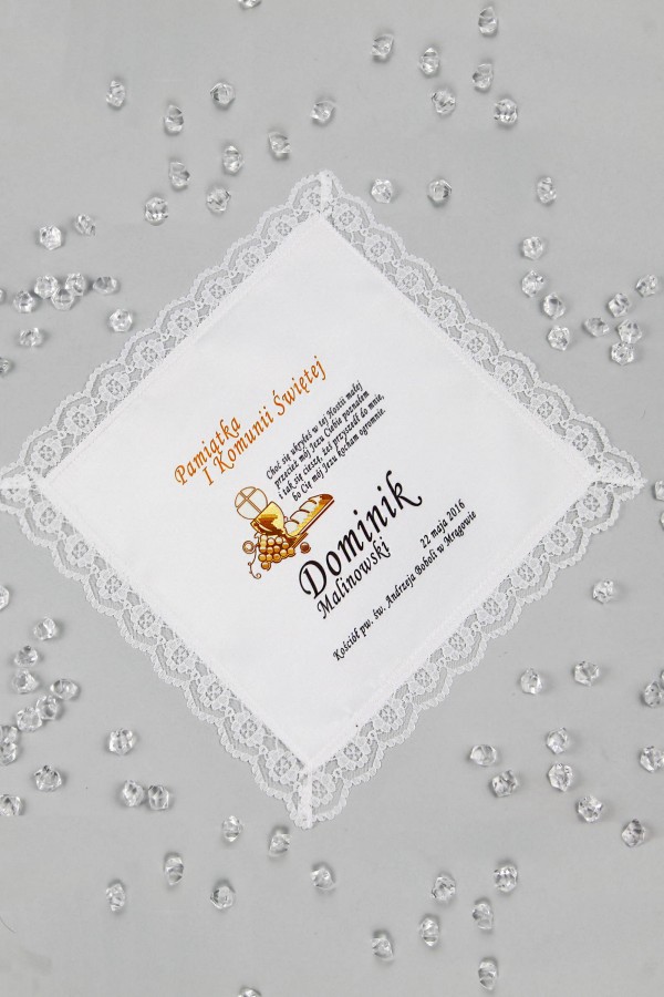 Kommunion-Taschentuch mit Grafik personalisiert UK-CHGI 4 - obraz 1