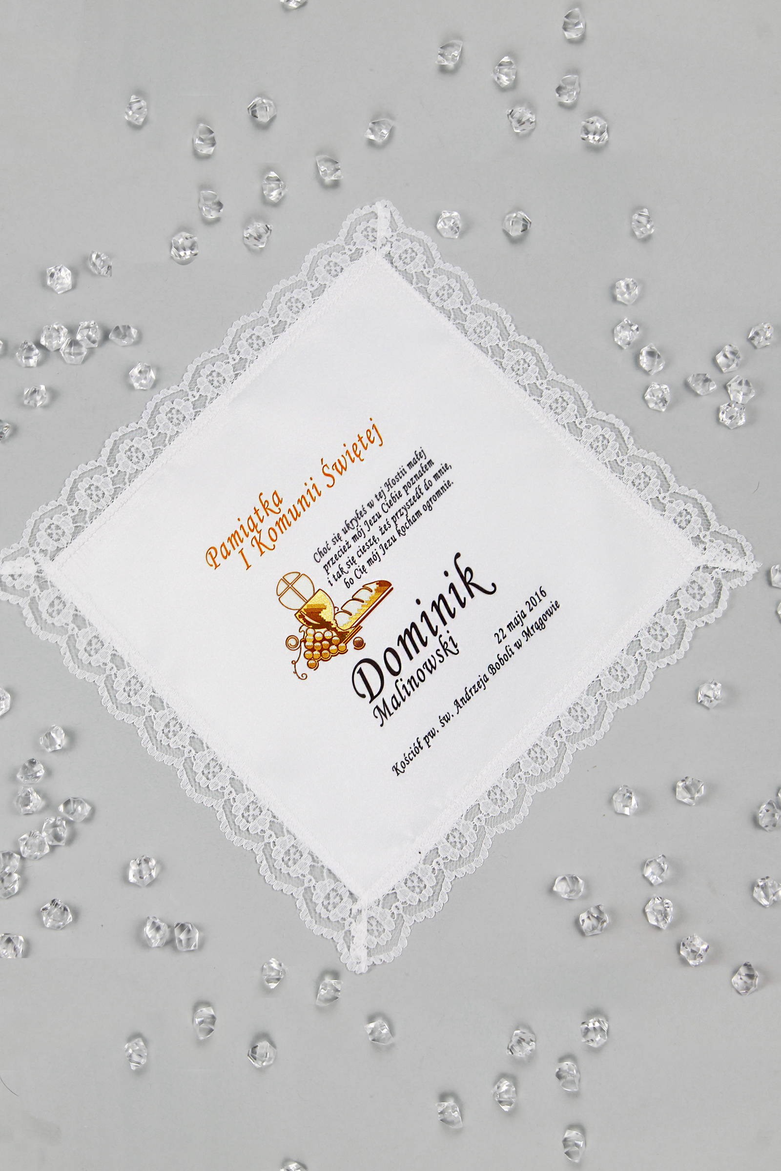 Kommunion-Taschentuch mit Grafik personalisiert UK-CHGI 4 - obraz 1