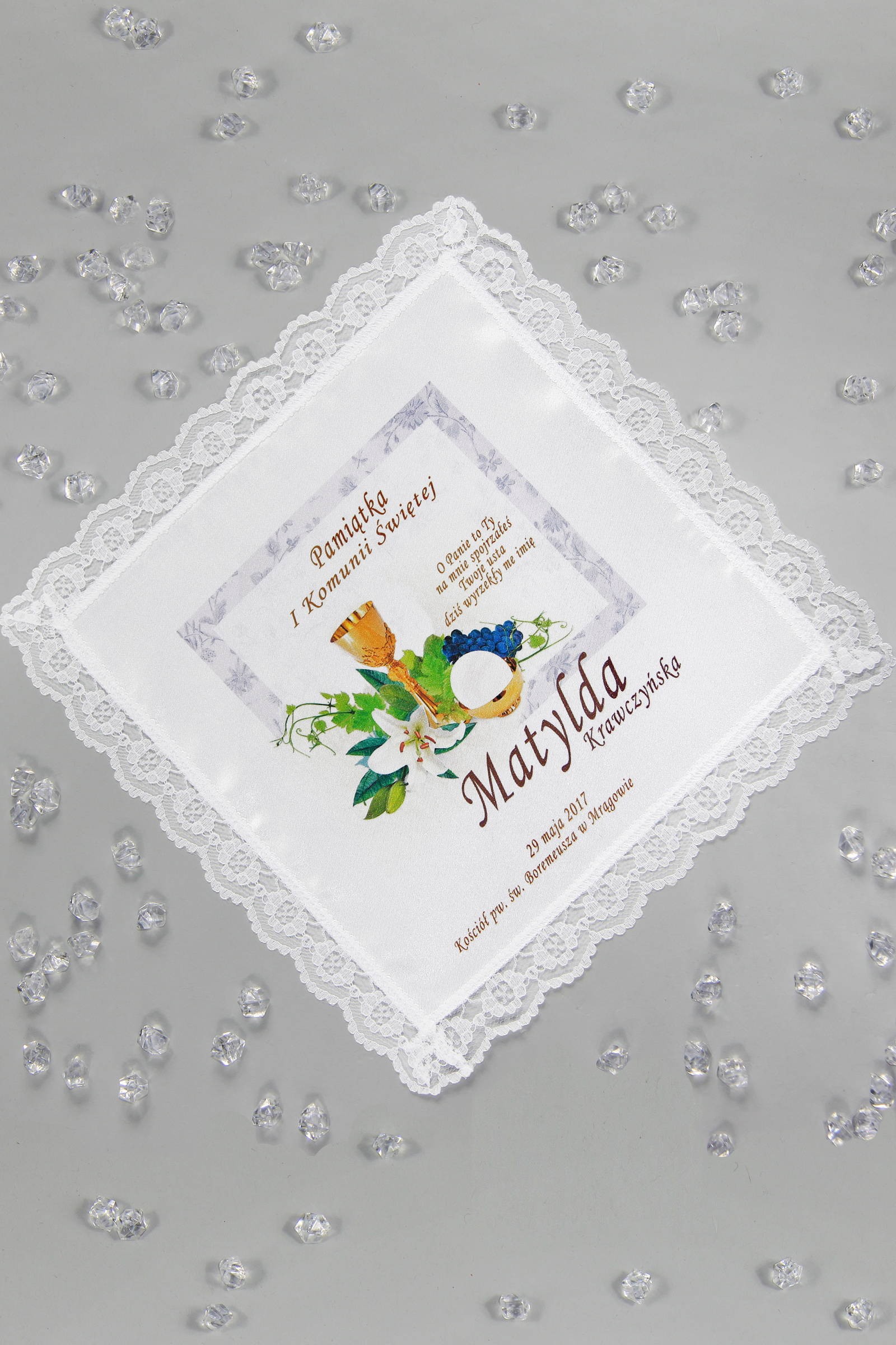 Kommunion-Taschentuch mit Grafik personalisiert UK-CHGI 11 - obraz 1