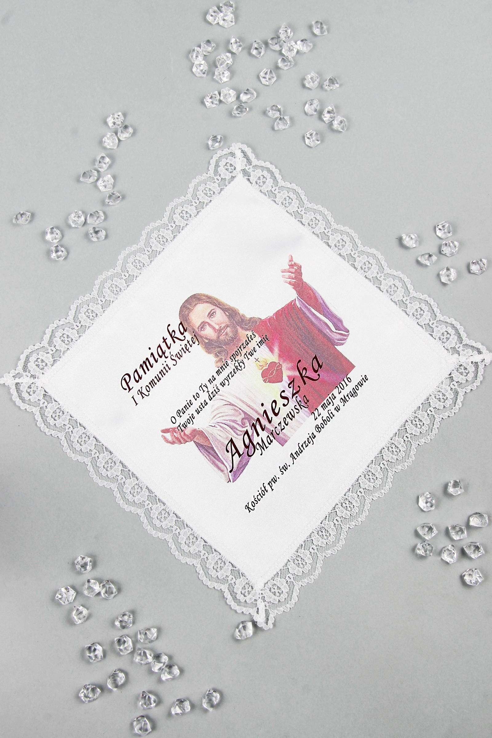 Kommunion-Taschentuch mit Grafik personalisiert UK-CHGI 8 - obraz 1