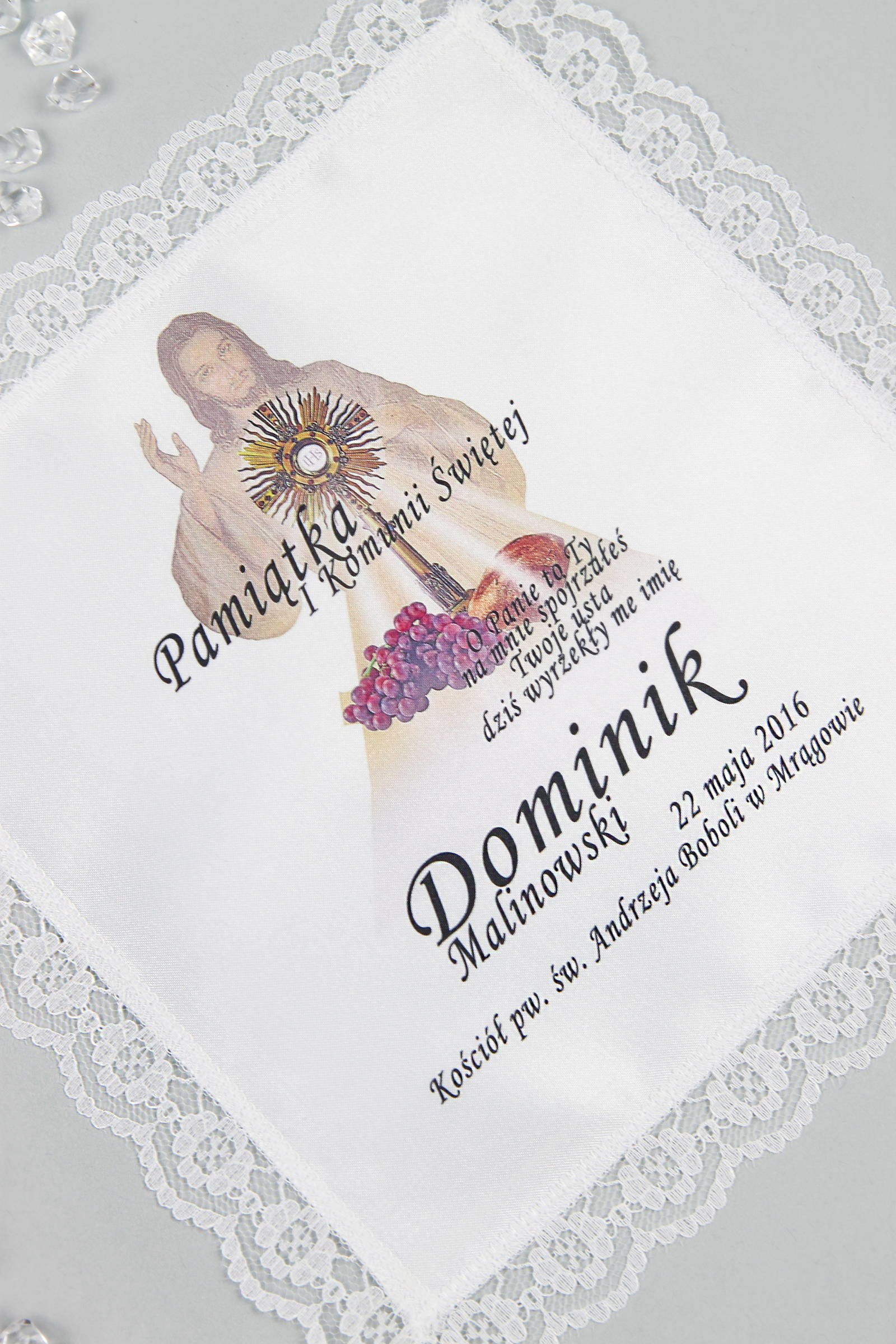 Kommunion-Taschentuch mit Grafik personalisiert UK-CHGI 7 - obraz 0